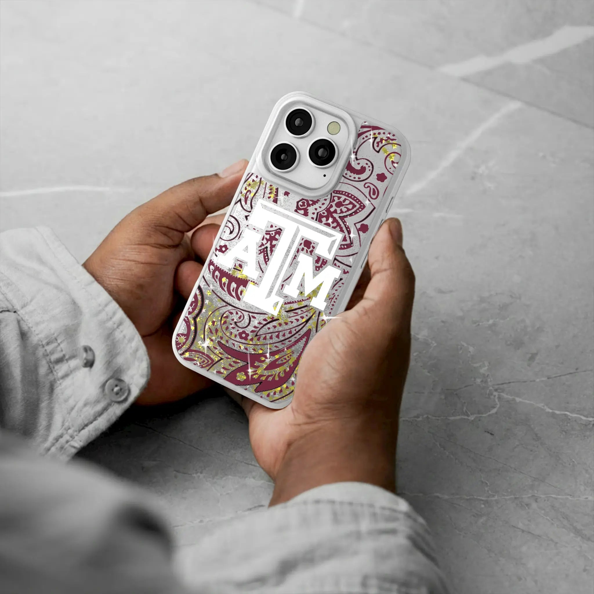 Texas A&M University Aggies Paisley Glitter Phone Case