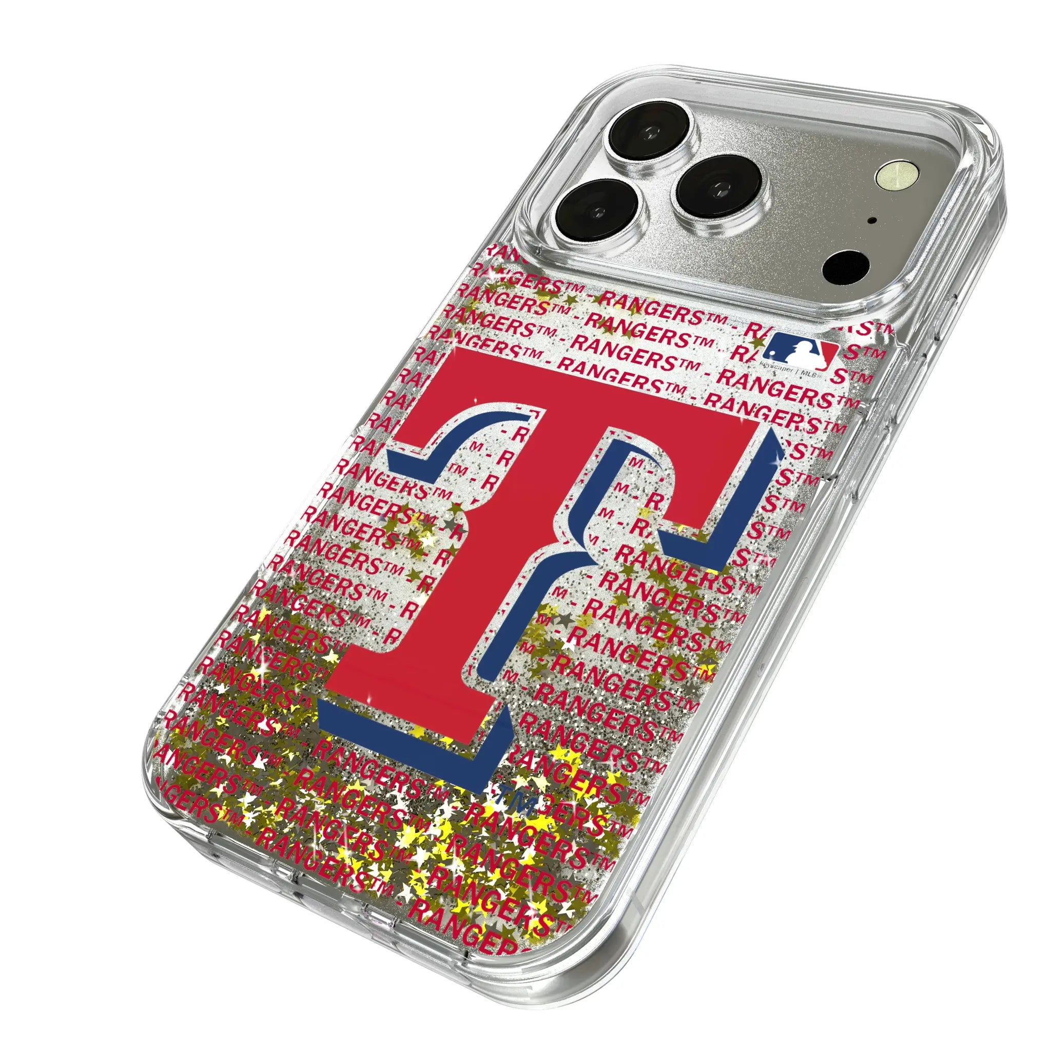 Texas Rangers Text Backdrop Glitter Phone Case