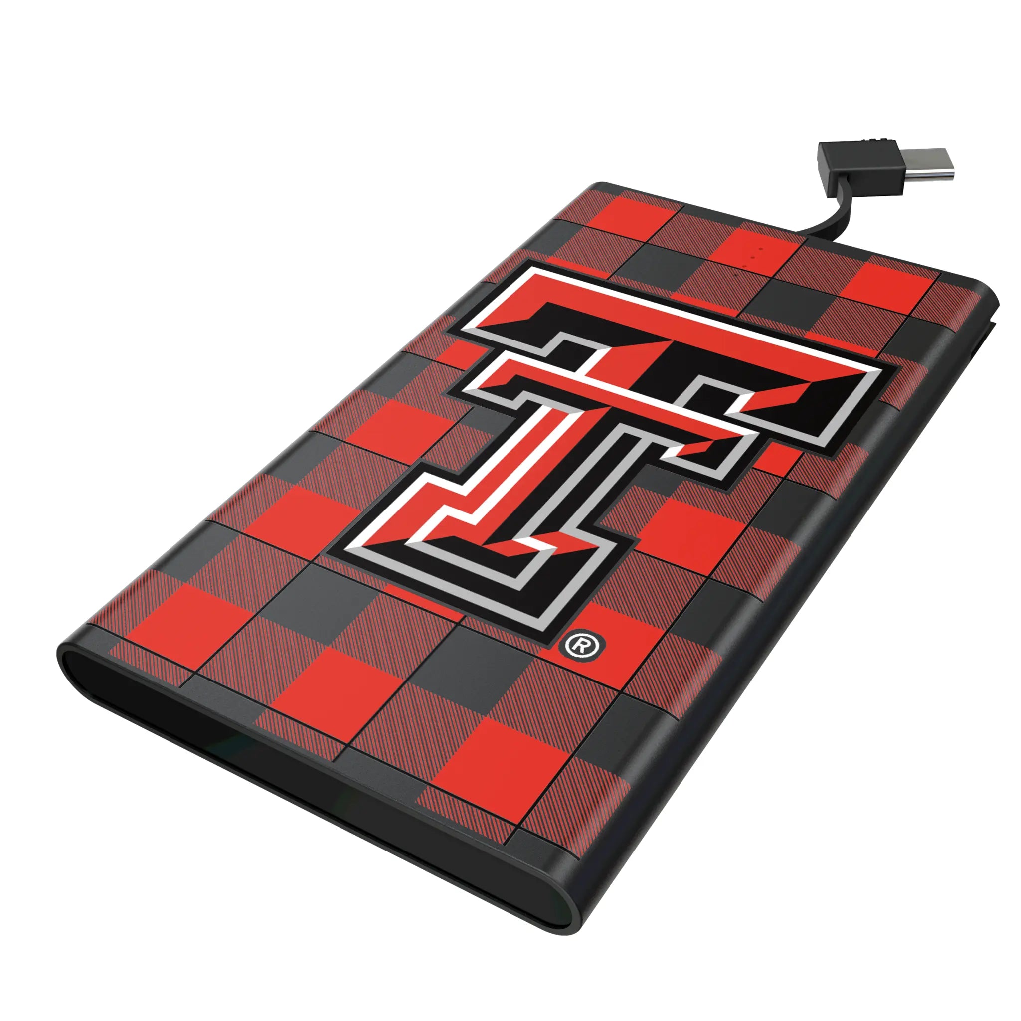 Texas Tech Red Raiders Plaid 5000mAh Flat Powerbank