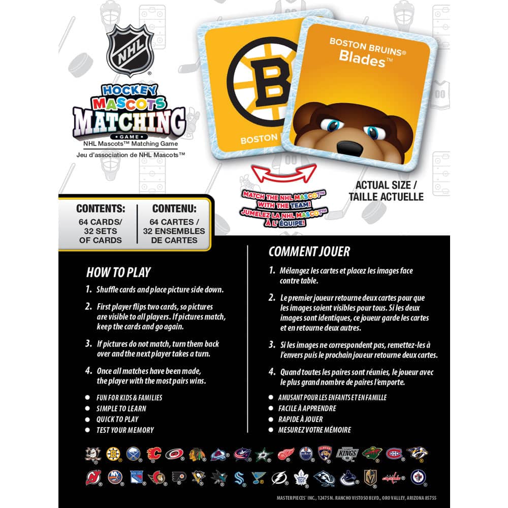 NHL Mascots Memory Match Game - Sports Gifts, Sports Memorabilia, Sports Collectibles, Fan Shop