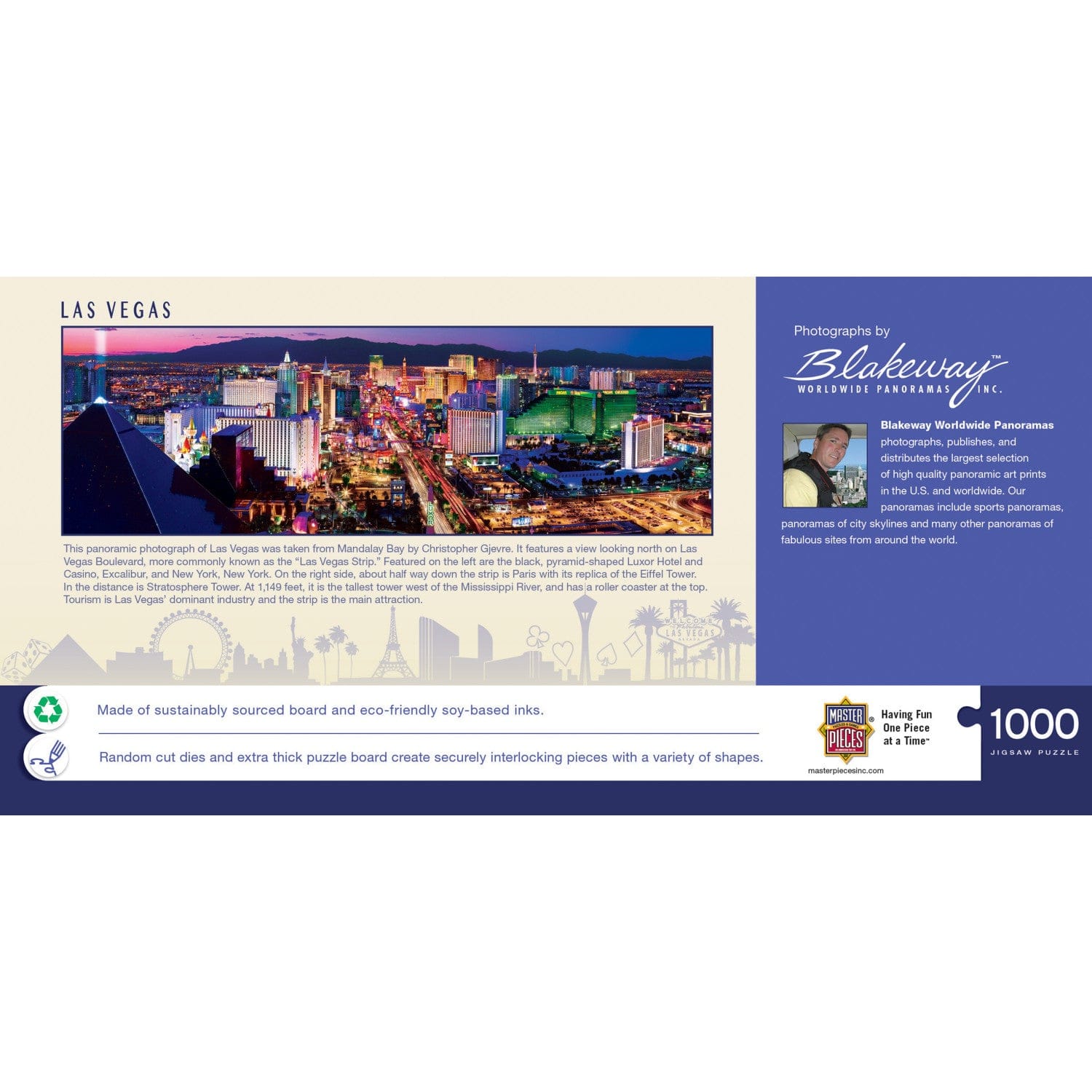 Las Vegas, Nevada 1000 Piece Panoramic Jigsaw Puzzle - Sports Gifts, Sports Memorabilia, Sports Collectibles, Fan Shop