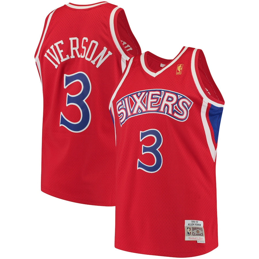 Allen Iverson Philadelphia 76ers Mitchell & Ness 1996-97 Hardwood Classics Swingman Jersey - Sports Collectibles, Sports Memorabilia, Sports Fan Shop, Sports Gifts