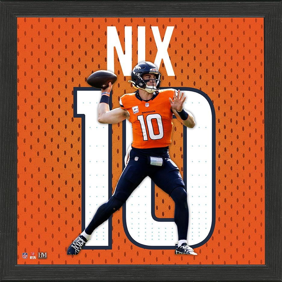 Bo Nix Broncos NFL Impact Jersey Frame - Sports Collectibles, Sports Memorabilia, Sports Fan Shop, Sports Gifts