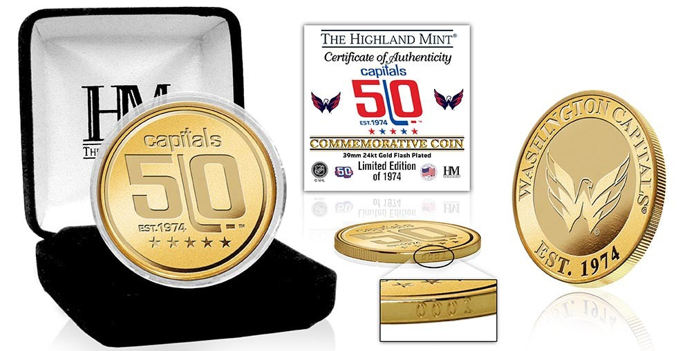 Washington Capitals 50th Anniversary Commemorative Gold Coin - Sports Collectibles, Sports Memorabilia, Sports Fan Shop, Sports Gifts