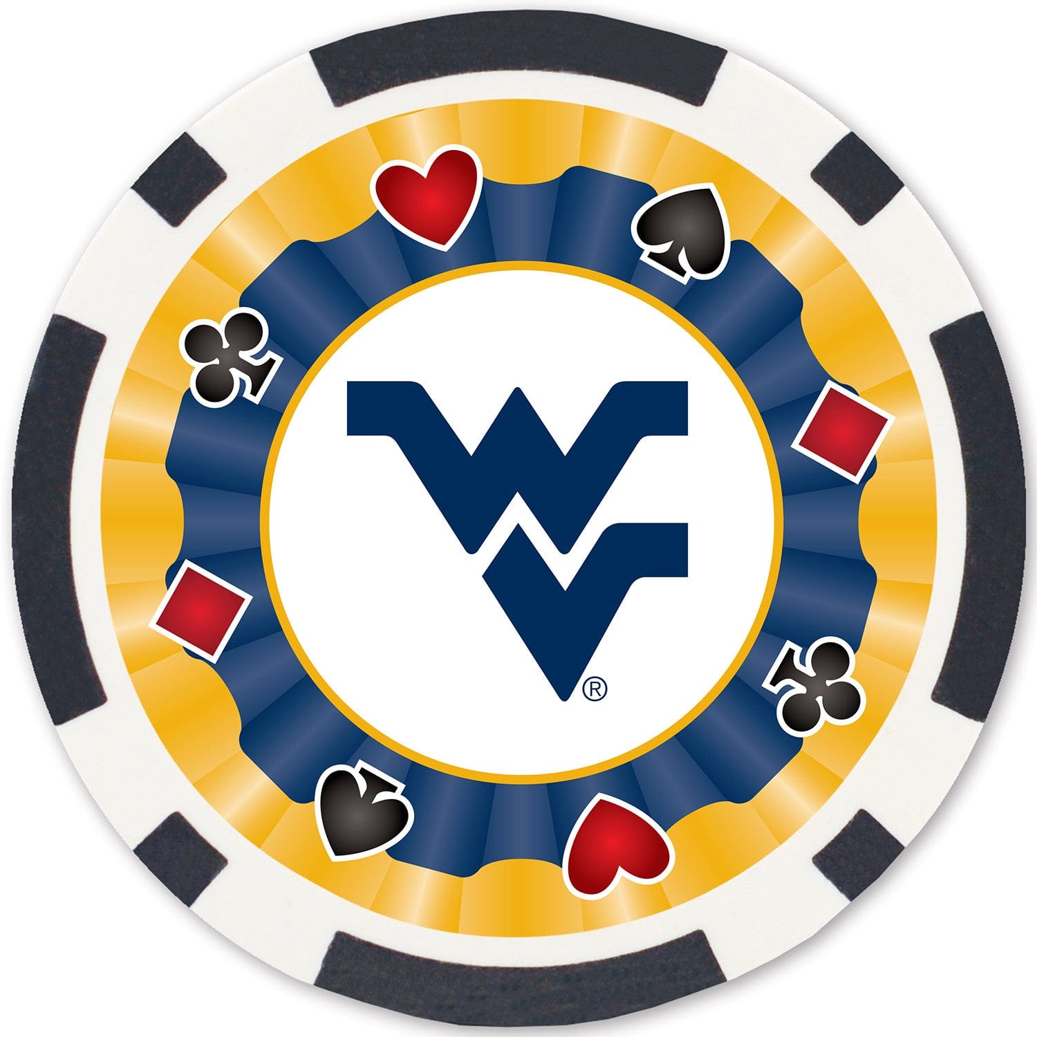 West Virginia Mountaineers 100 Piece Poker Chip Set - Sports Gifts, Sports Memorabilia, Sports Collectibles, Fan Shop