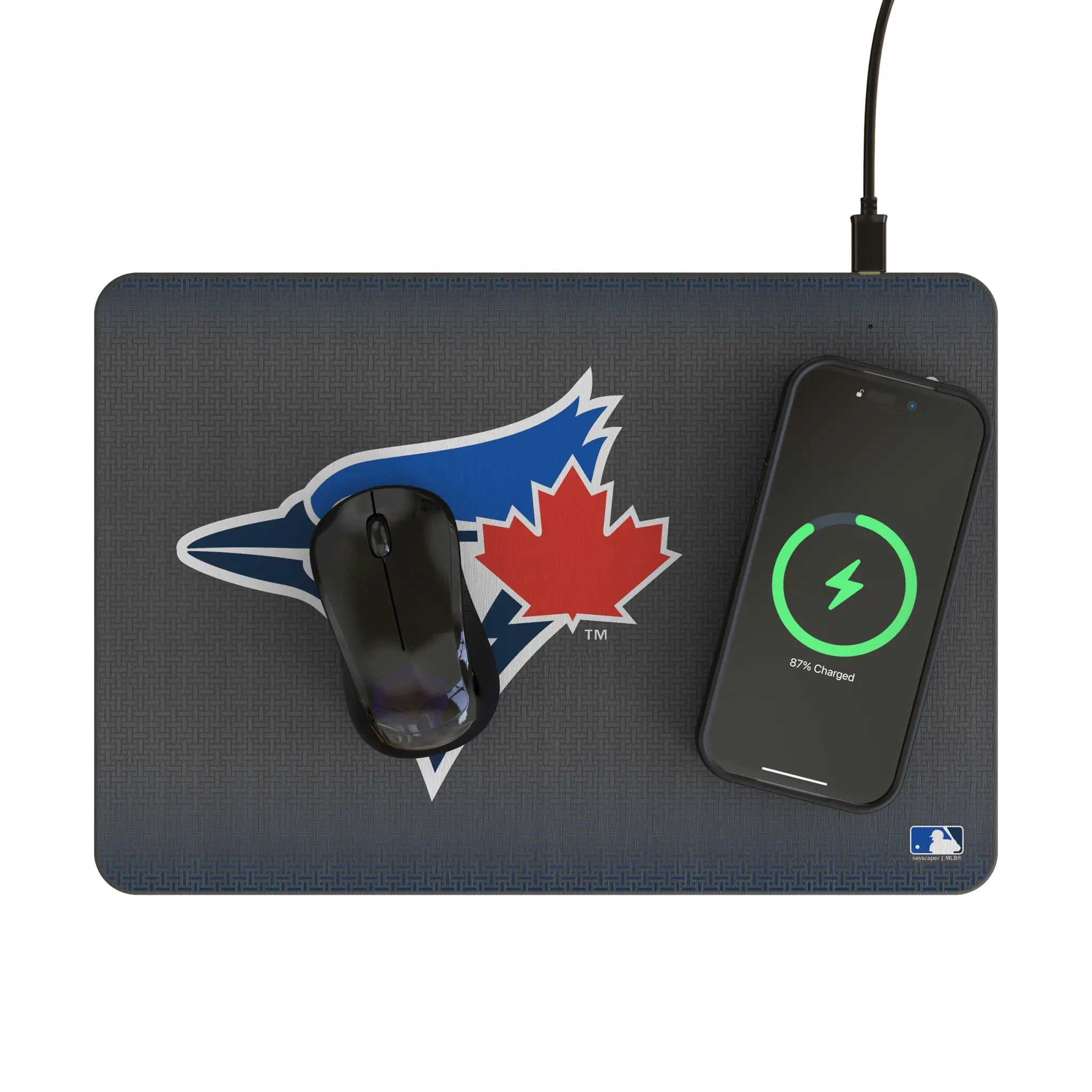 Toronto Blue Jays Linen 15-Watt Wireless Charger and Mouse Pad