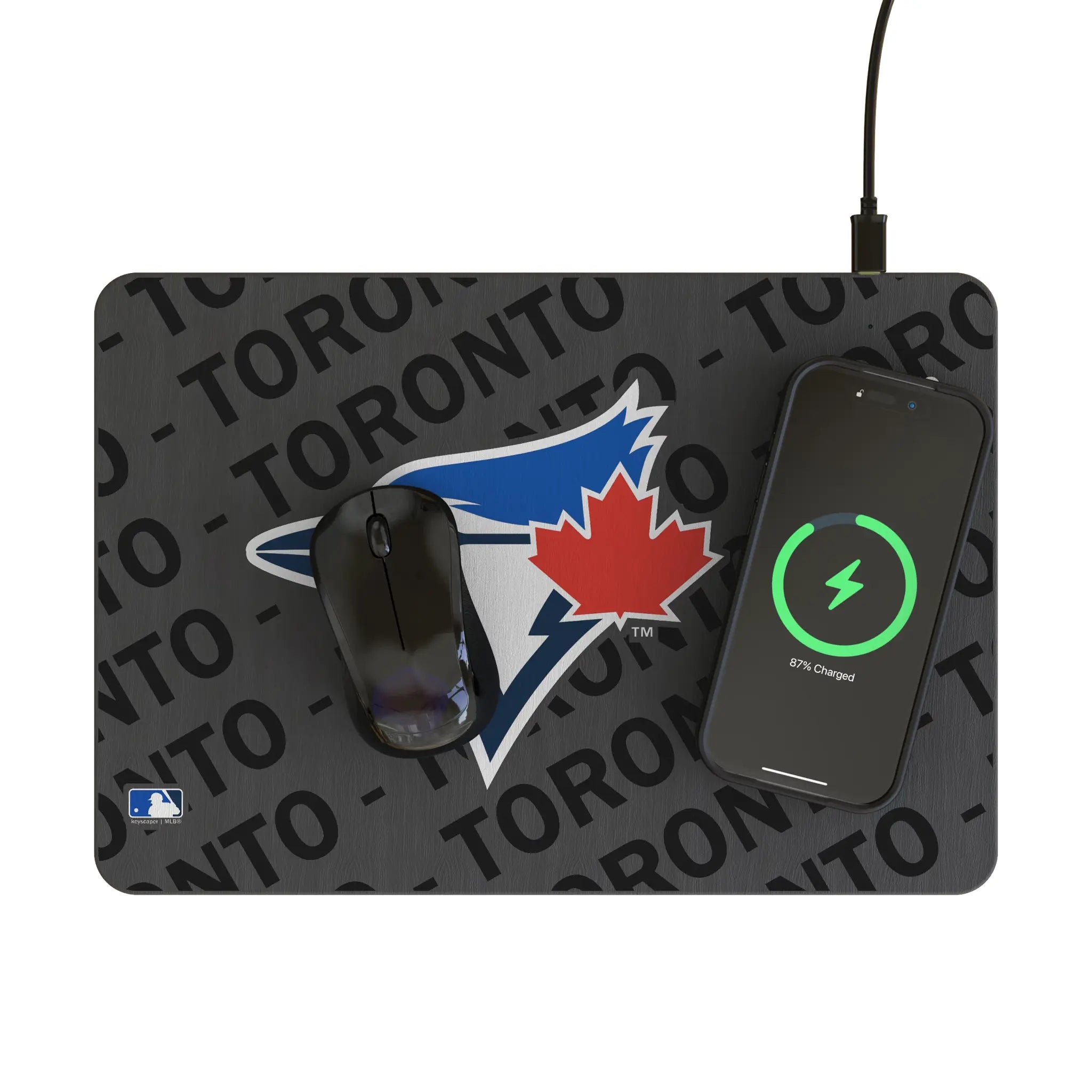 Toronto Blue Jays Monocolor Tilt 15-Watt Wireless Charger and Mouse Pad