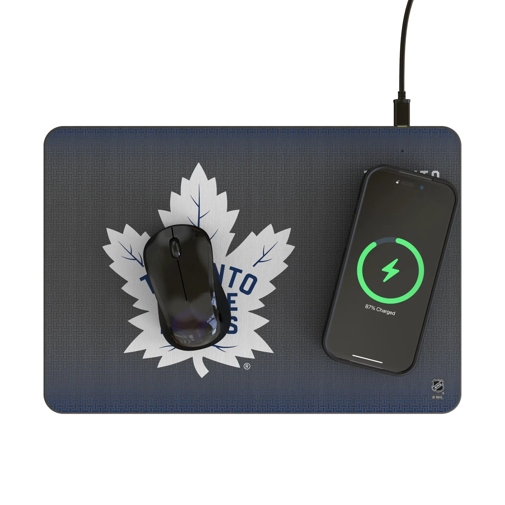 Toronto Maple Leafs Linen 15-Watt Wireless Charger and Mouse Pad