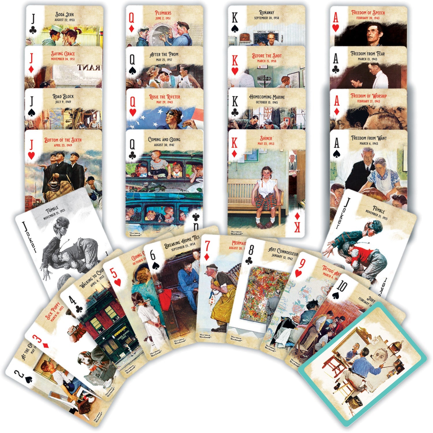 Saturday Evening Post - Norman Rockwell Playing Cards - 54 Card Deck - 757 Sports Collectibles