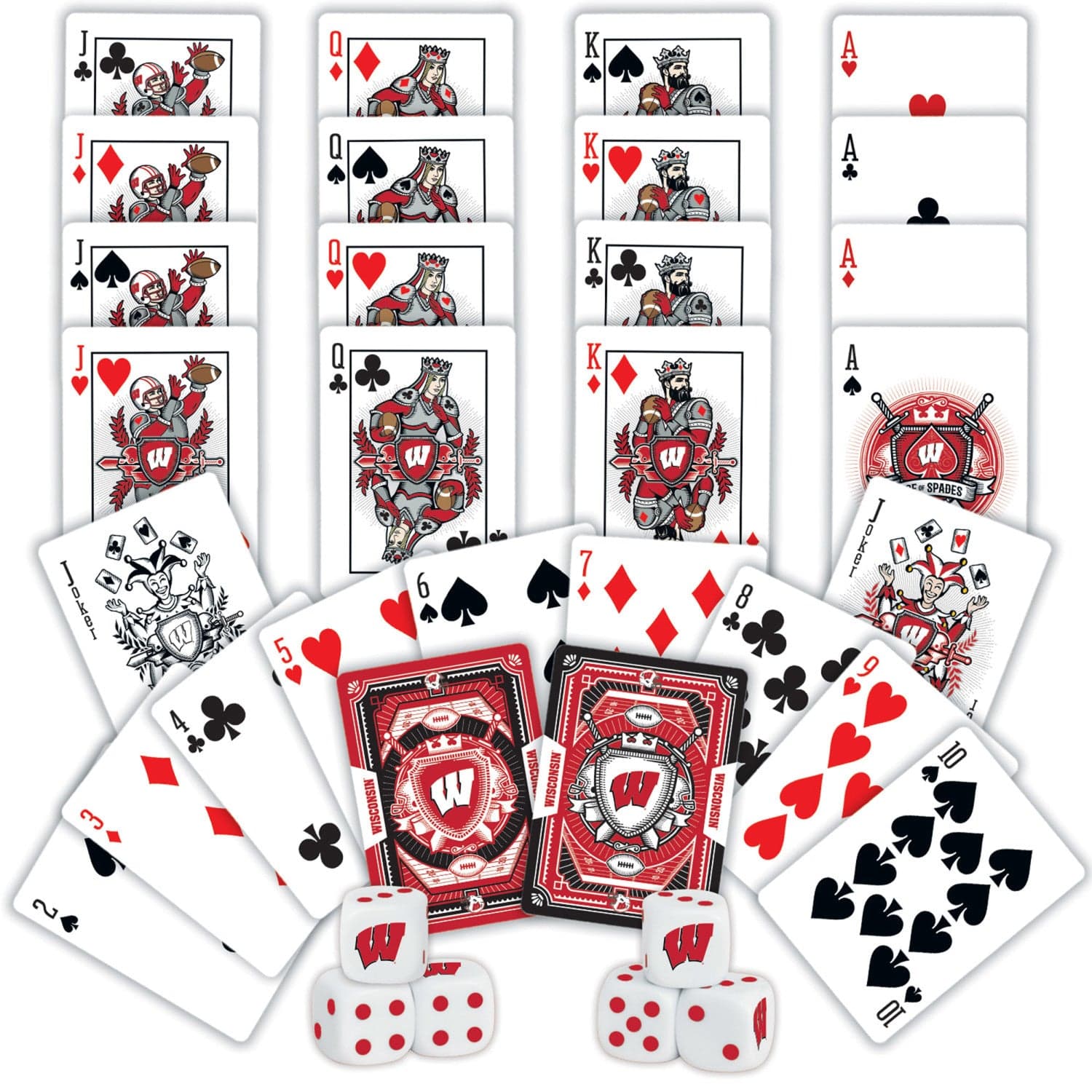 Wisconsin Badgers 2-Pack Playing Cards and Dice Set - Sports Gifts, Sports Memorabilia, Sports Collectibles, Fan Shop