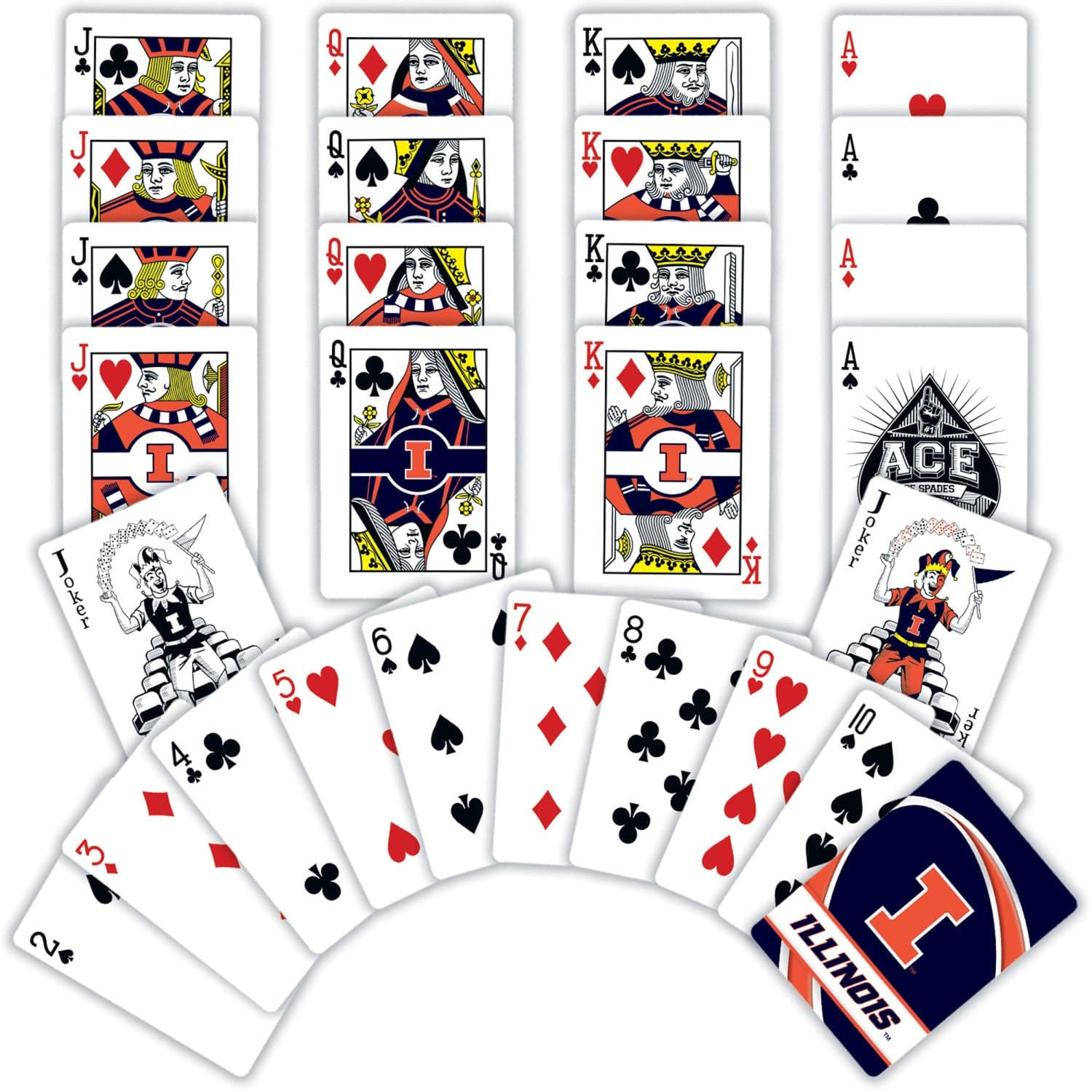 Illinois Fighting Illini Playing Cards - 54-Card Deck - Sports Gifts, Sports Memorabilia, Sports Collectibles, Fan Shop