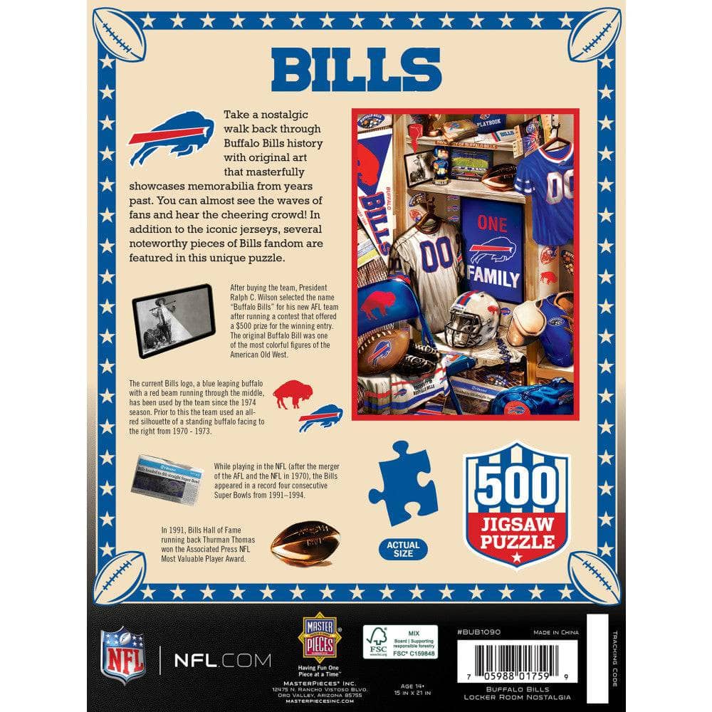 Buffalo Bills Locker Room 500-Piece Jigsaw Puzzle - Sports Gifts, Sports Memorabilia, Sports Collectibles, Fan Shop