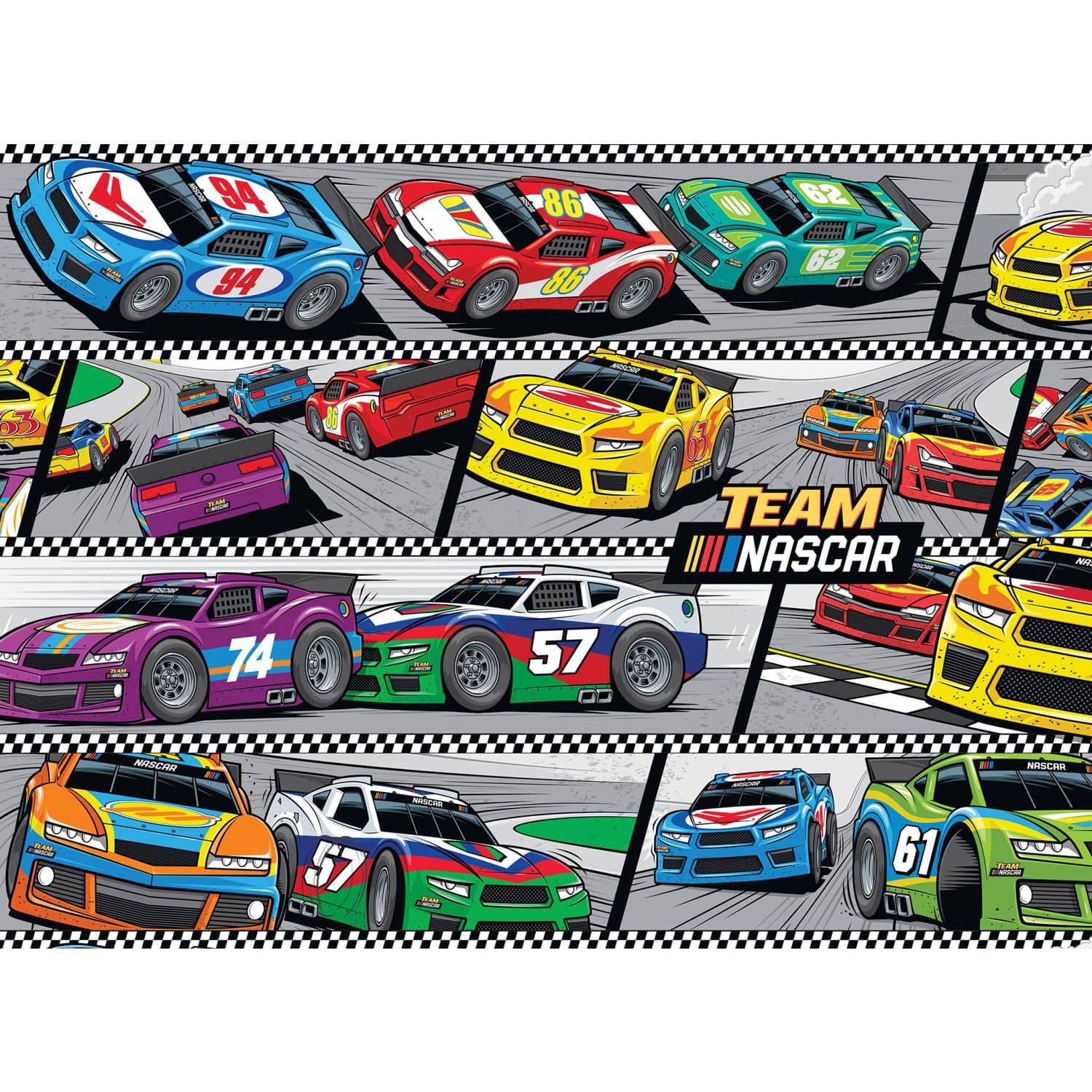 NASCAR Chasing Checkers 100 Piece Jigsaw Puzzle - Sports Gifts, Sports Memorabilia, Sports Collectibles, Fan Shop