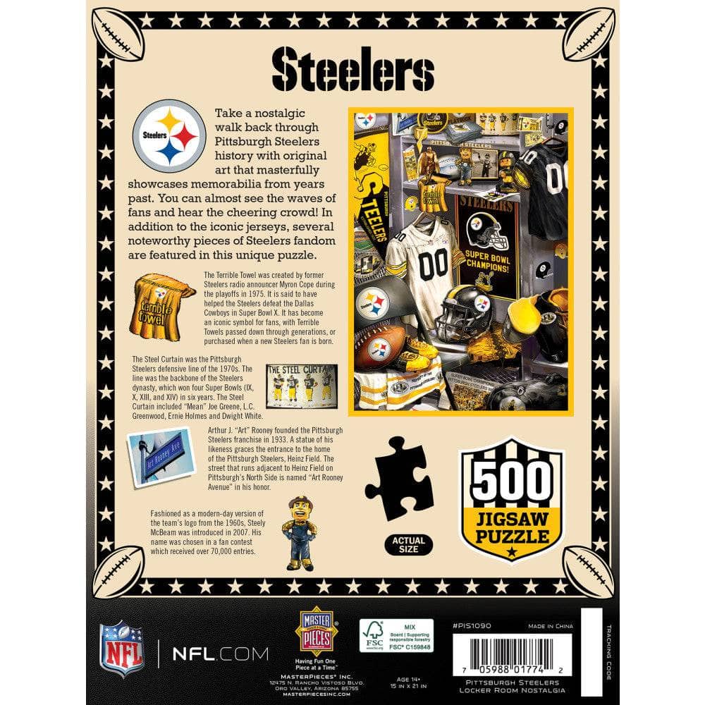 Pittsburgh Steelers Locker Room 500-Piece Jigsaw Puzzle - Sports Gifts, Sports Memorabilia, Sports Collectibles, Fan Shop