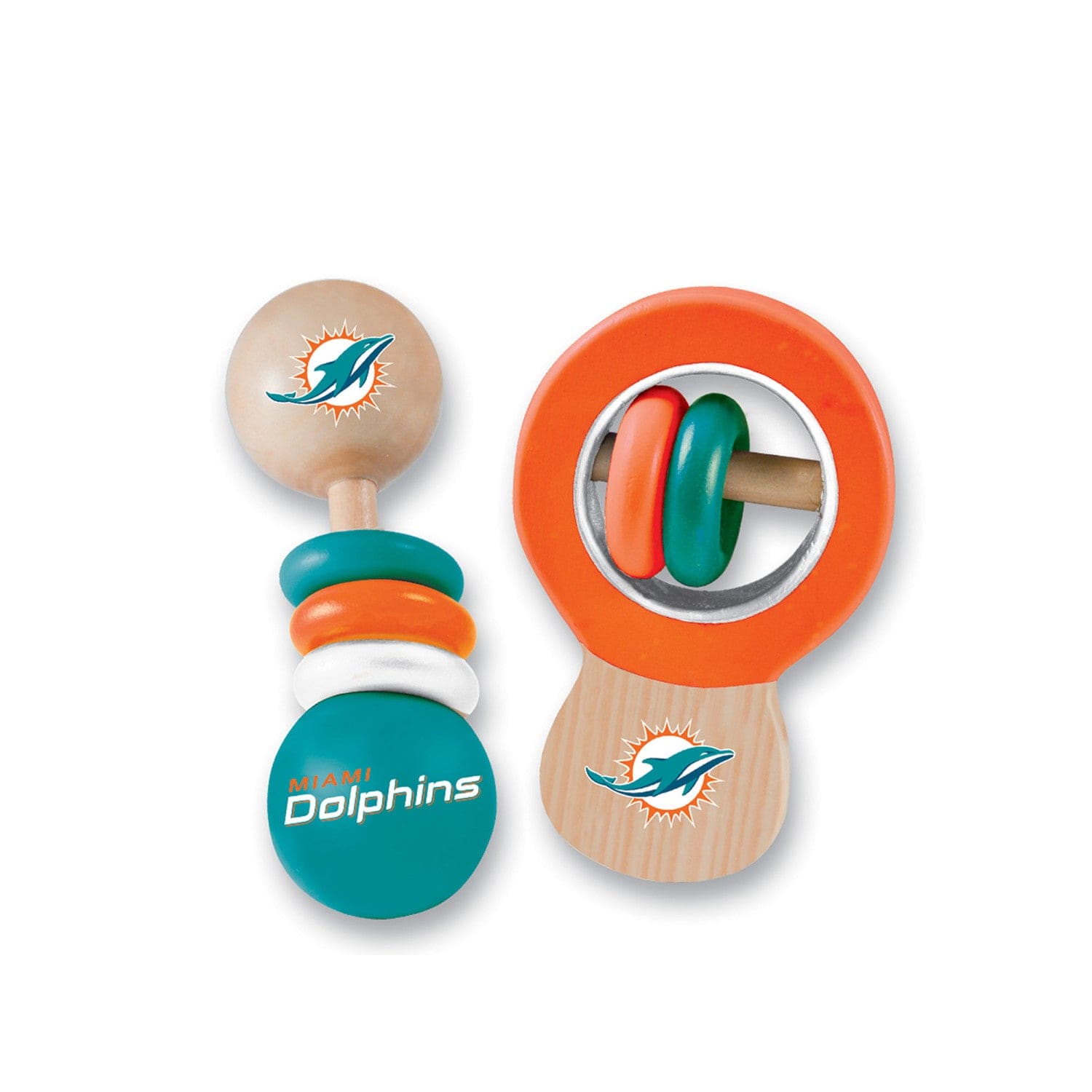 Miami Dolphins Baby Rattles 2-Pack - Sports Gifts, Sports Memorabilia, Sports Collectibles, Fan Shop