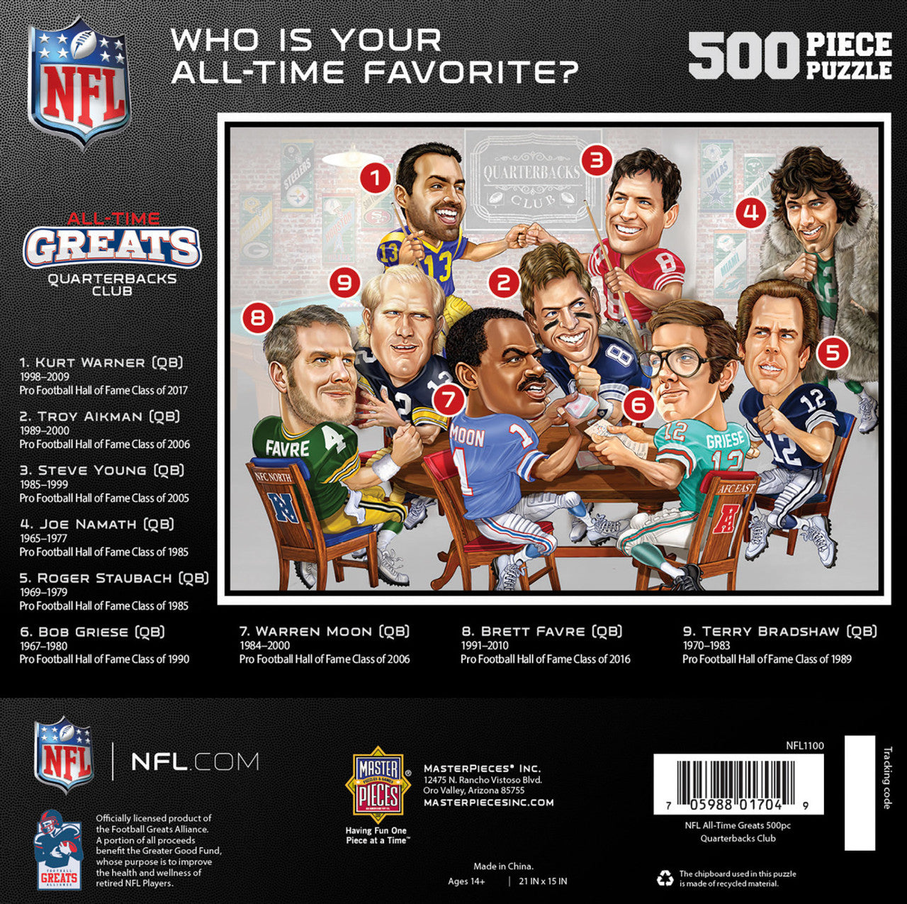 NFL All Time Greats 500 Piece Puzzle