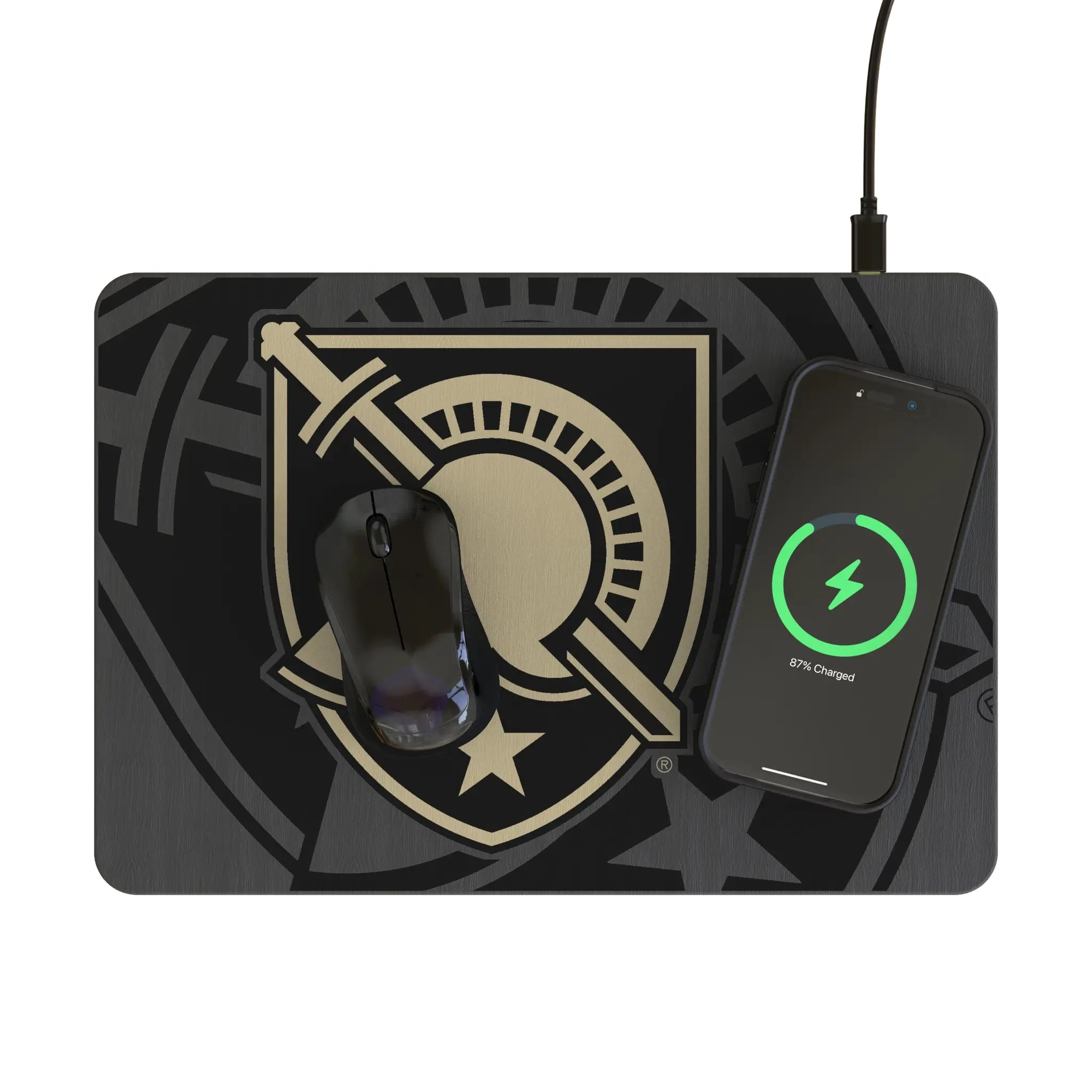 United States Military Academy Black Knights Monocolor Tilt 15-Watt Wireless Charger and Mouse Pad