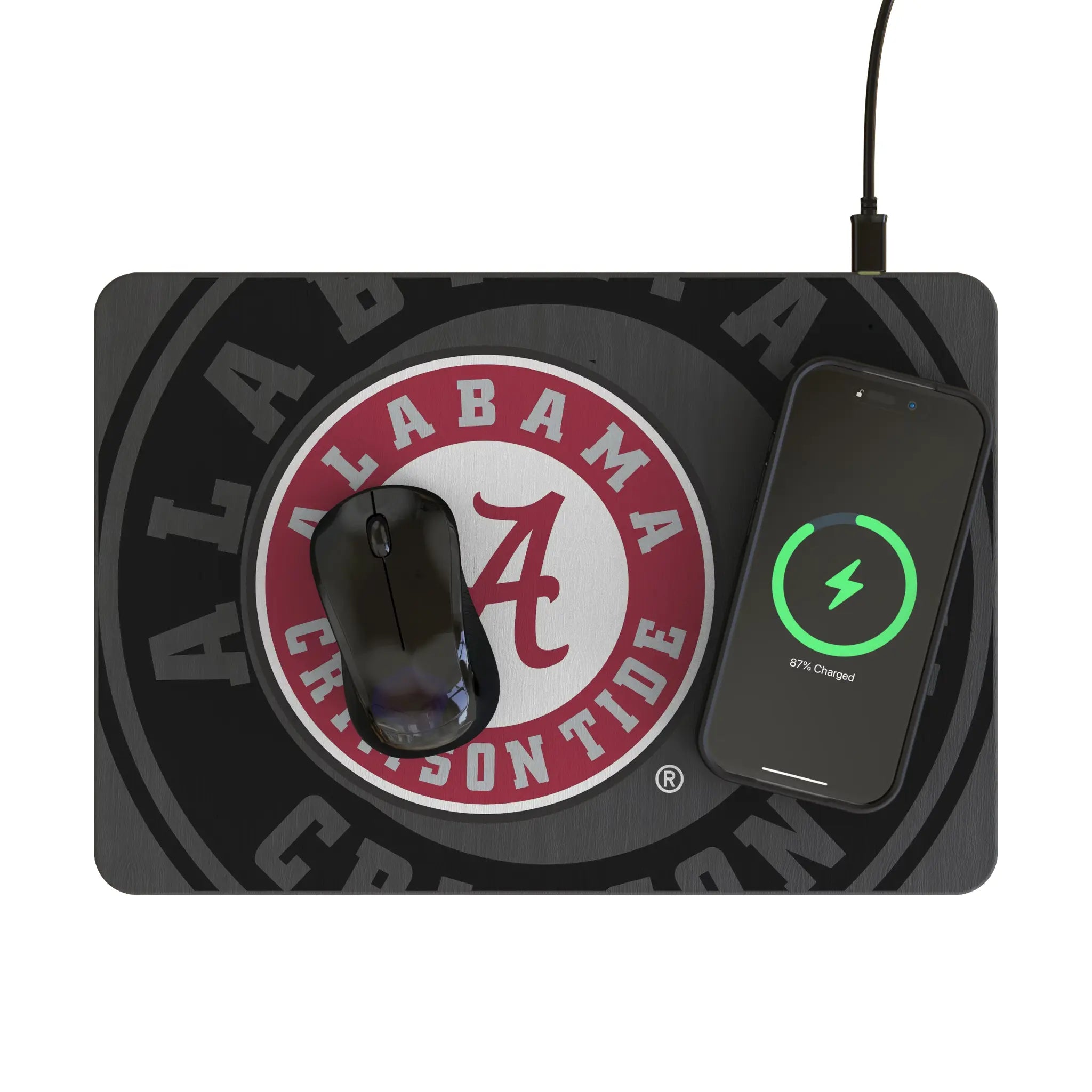 University of Alabama Crimson Tide Monocolor Tilt 15-Watt Wireless Charger and Mouse Pad