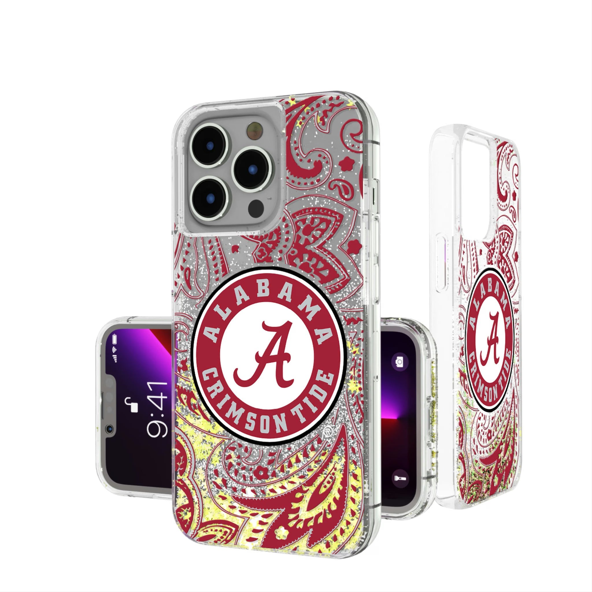 University of Alabama Crimson Tide Paisley Glitter Phone Case - Sports Gifts, Sports Memorabilia, Sports Collectibles, Fan Shop