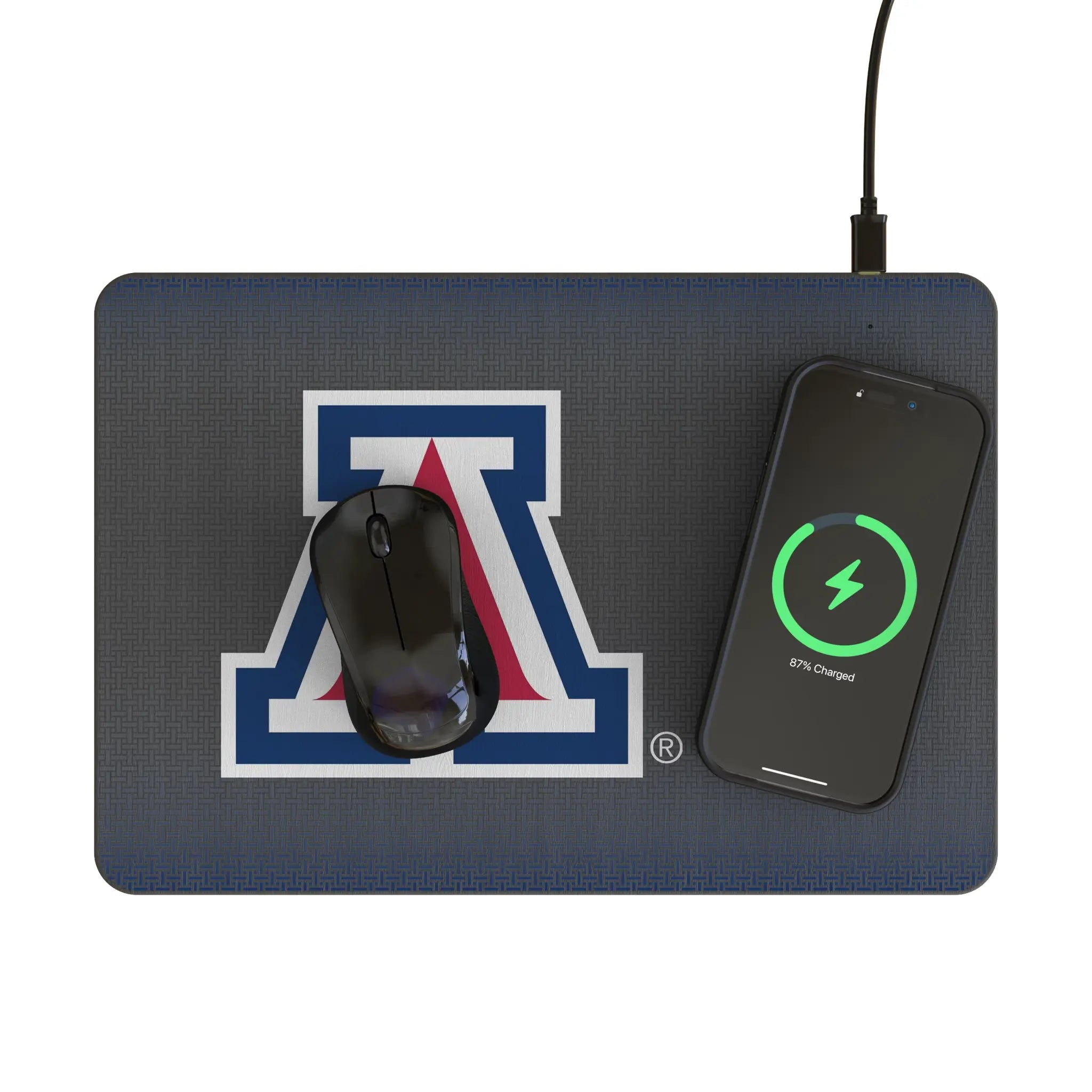 University of Arizona Wildcats Linen 15-Watt Wireless Charger and Mouse Pad