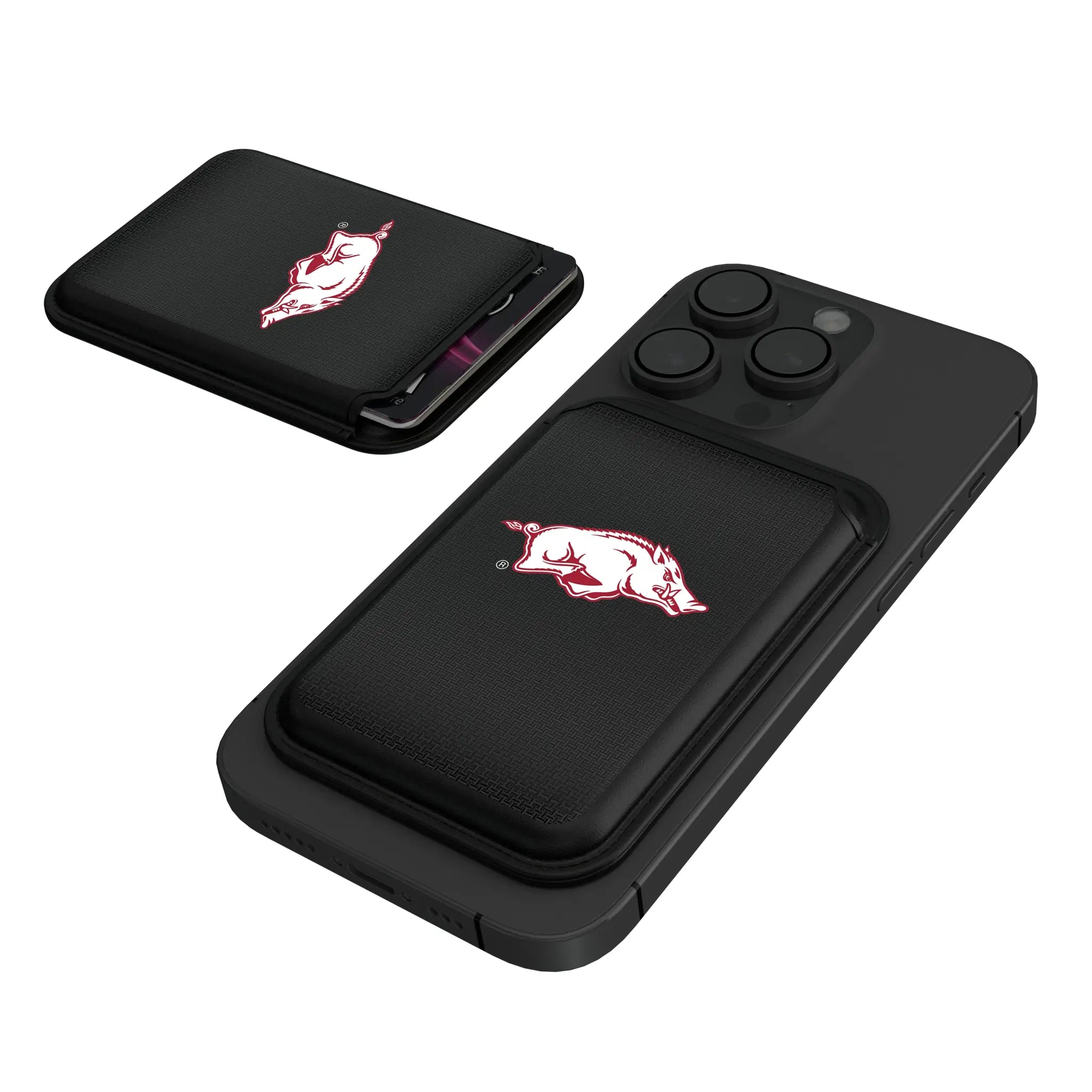 University of Arkansas Fayetteville Razorbacks Linen Black Magnetic Credit Card Wallet