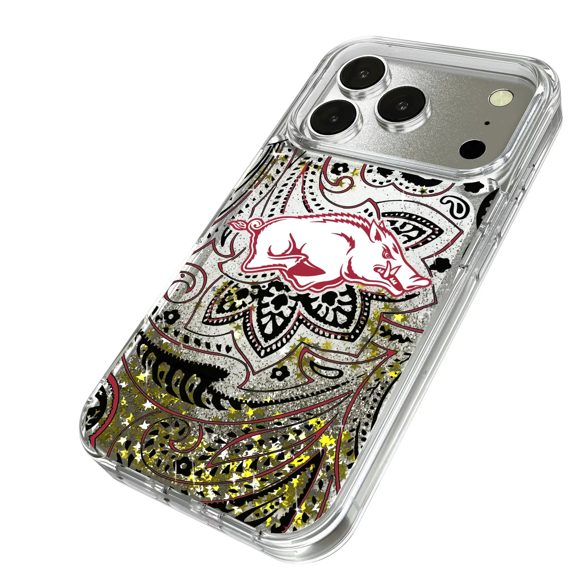 University of Arkansas Fayetteville Razorbacks Paisley Glitter Phone Case