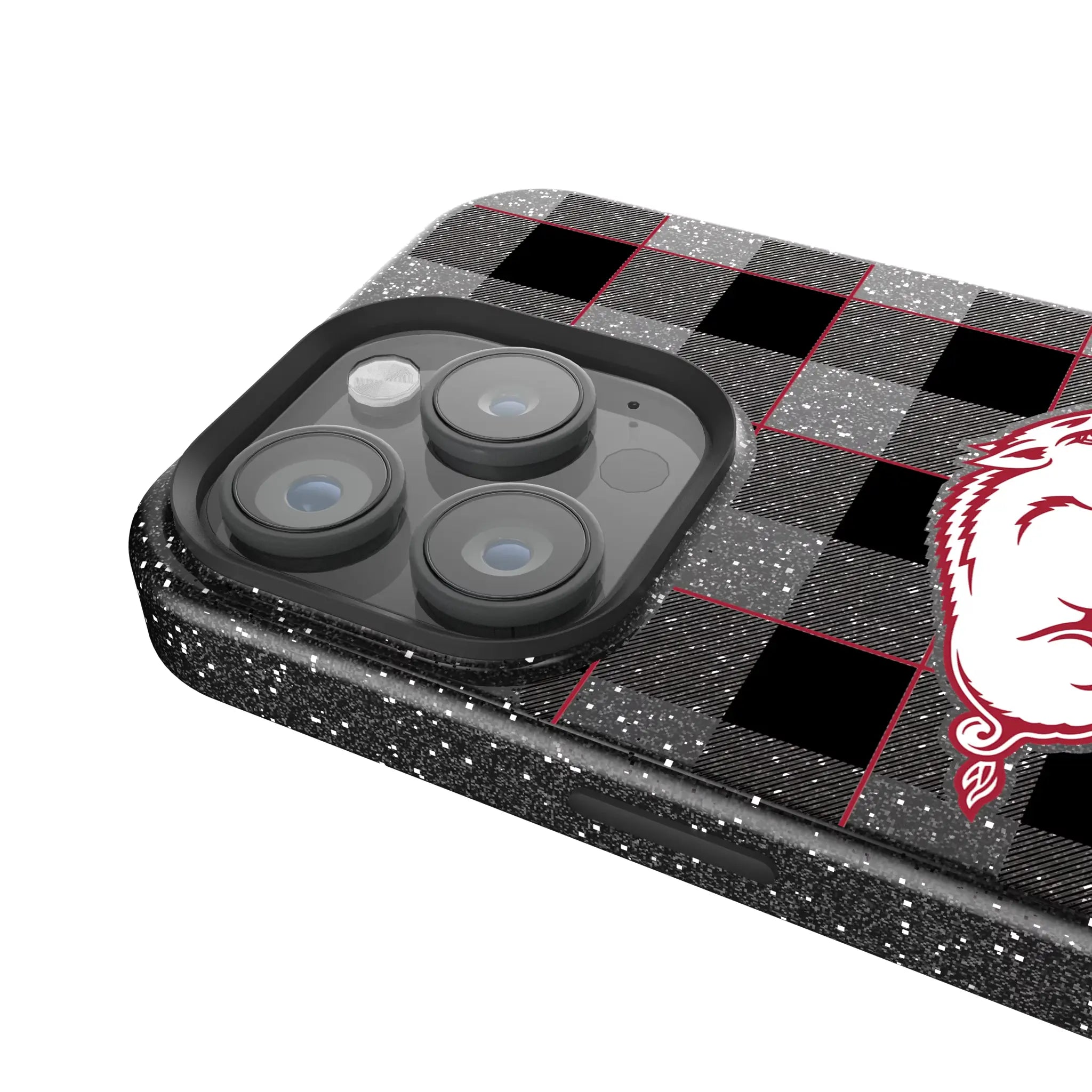 University of Arkansas Fayetteville Razorbacks Plaid Bling Phone Case