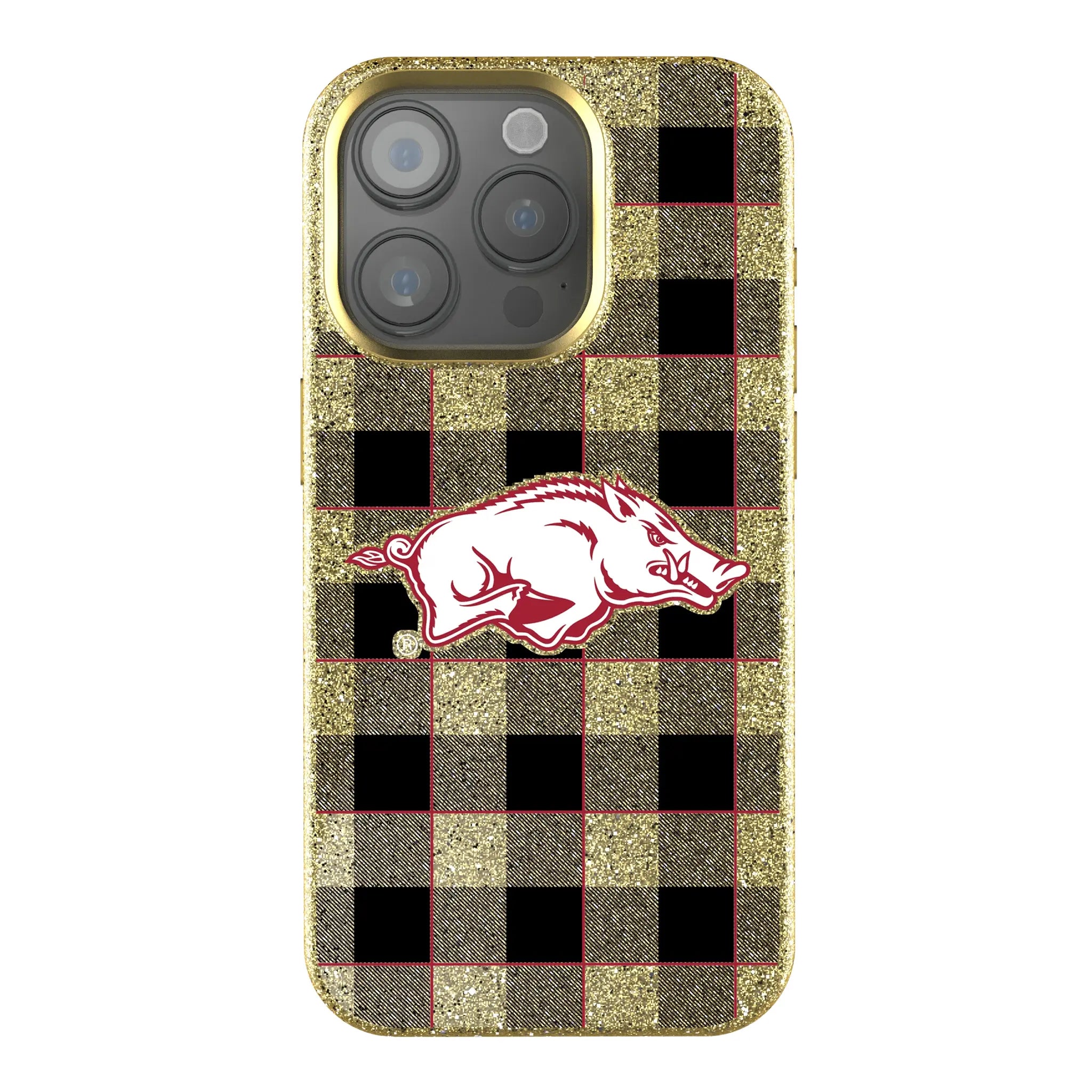 University of Arkansas Fayetteville Razorbacks Plaid Bling Phone Case