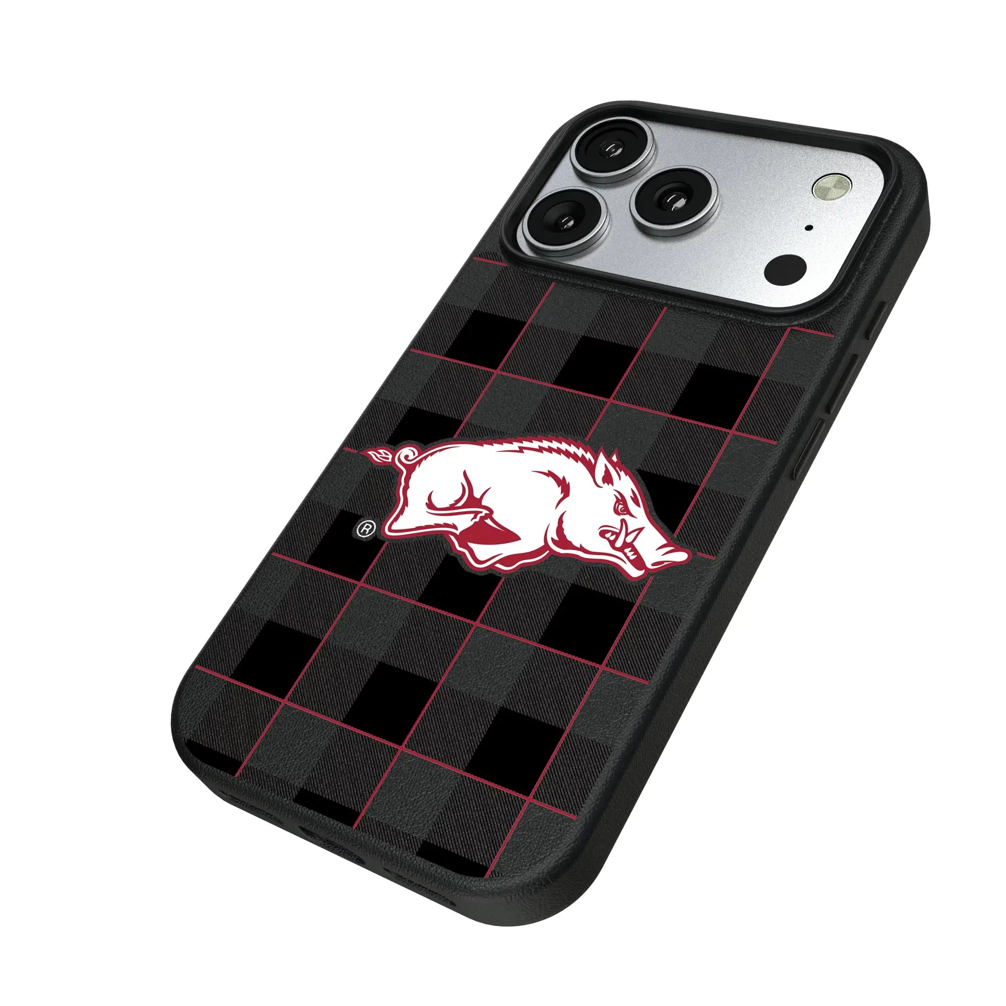 University of Arkansas Fayetteville Razorbacks Plaid MagSafe Compatible Phone Case for Apple iPhone