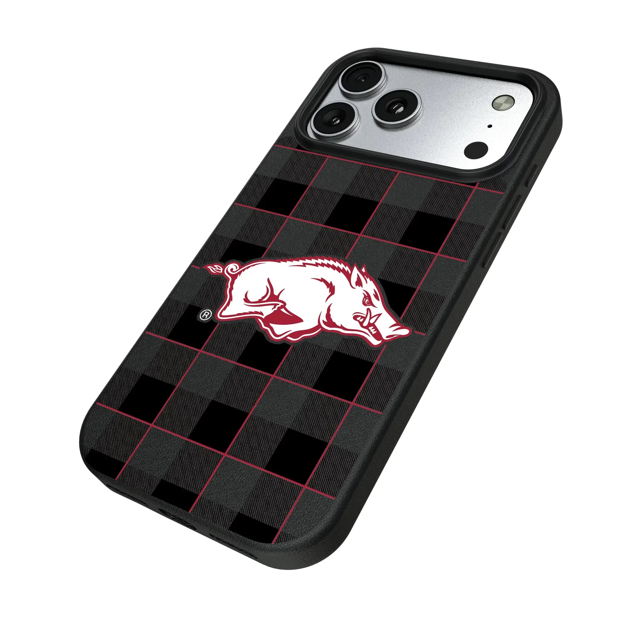 University of Arkansas Fayetteville Razorbacks Plaid MagSafe Compatible Phone Case for Apple iPhone