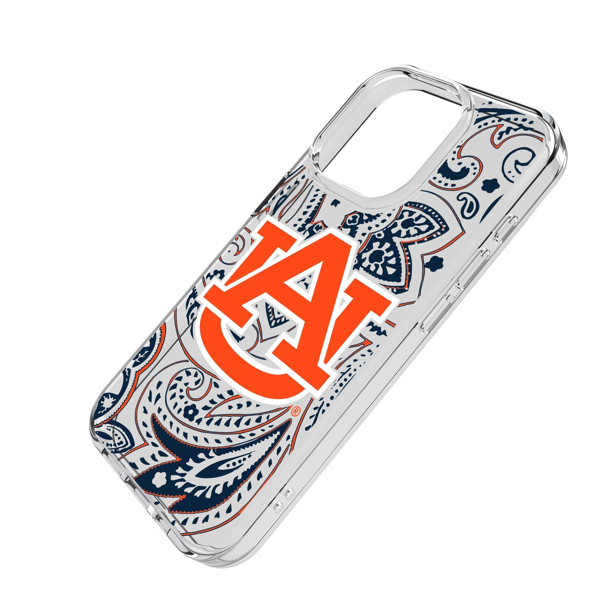 University of Auburn Tigers Paisley Clear Phone Case for Apple iPhone - Sports Gifts, Sports Memorabilia, Sports Collectibles, Fan Shop