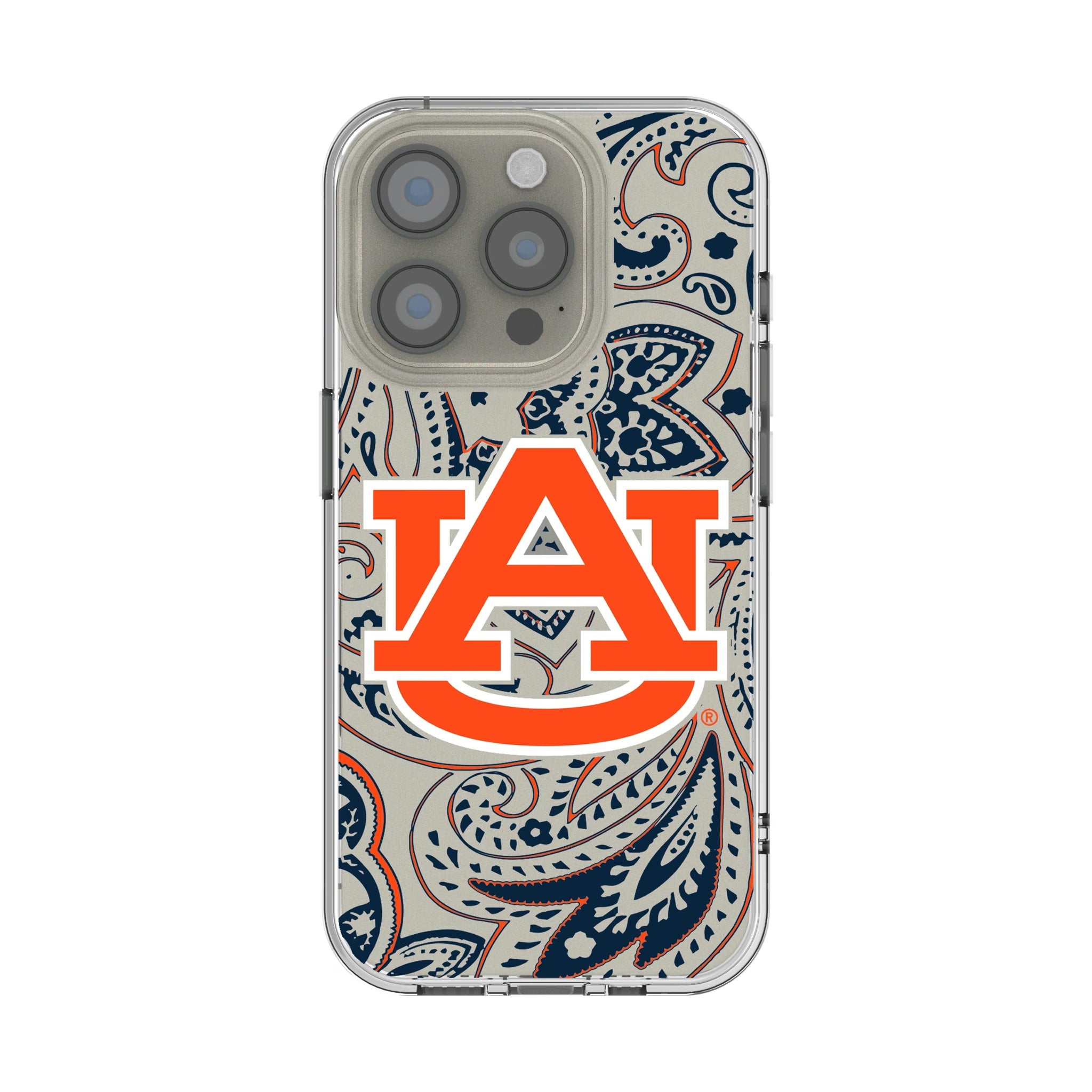 University of Auburn Tigers Paisley Clear Phone Case for Apple iPhone - Sports Gifts, Sports Memorabilia, Sports Collectibles, Fan Shop