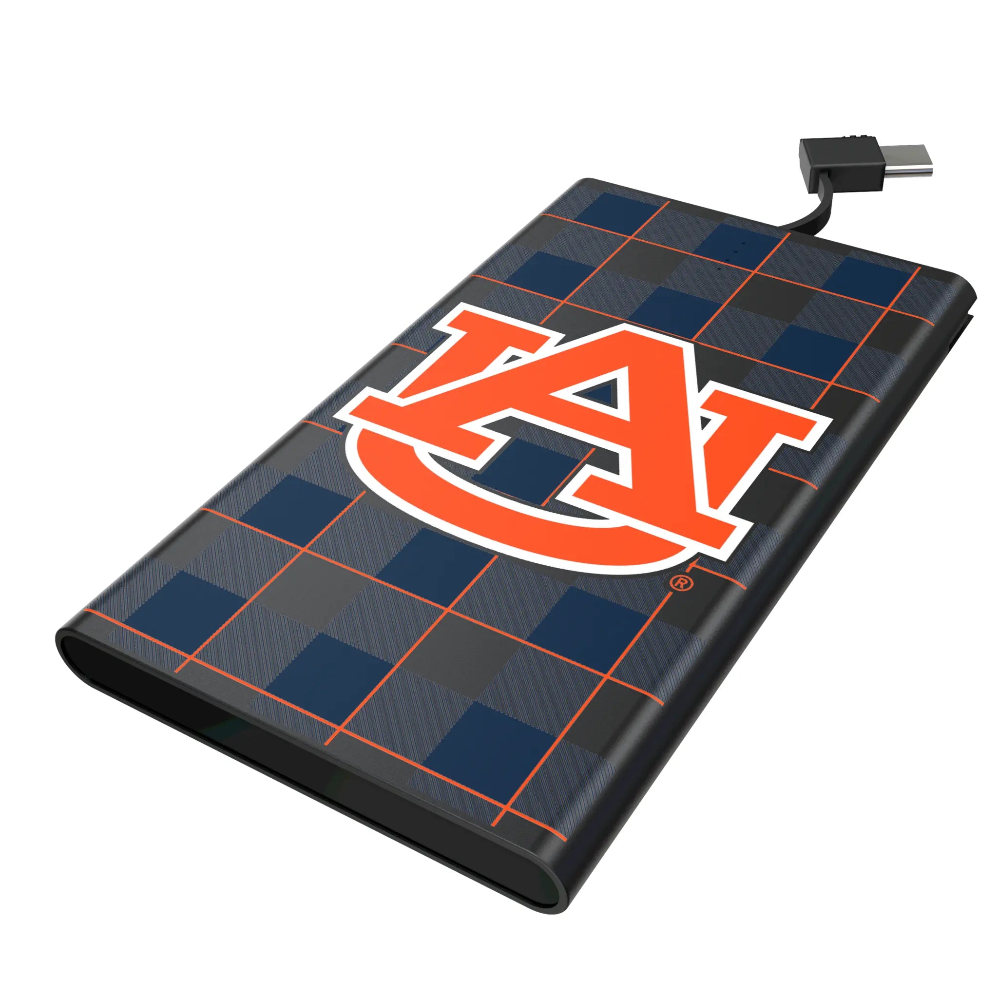 University of Auburn Tigers Plaid 5000mAh Flat Powerbank