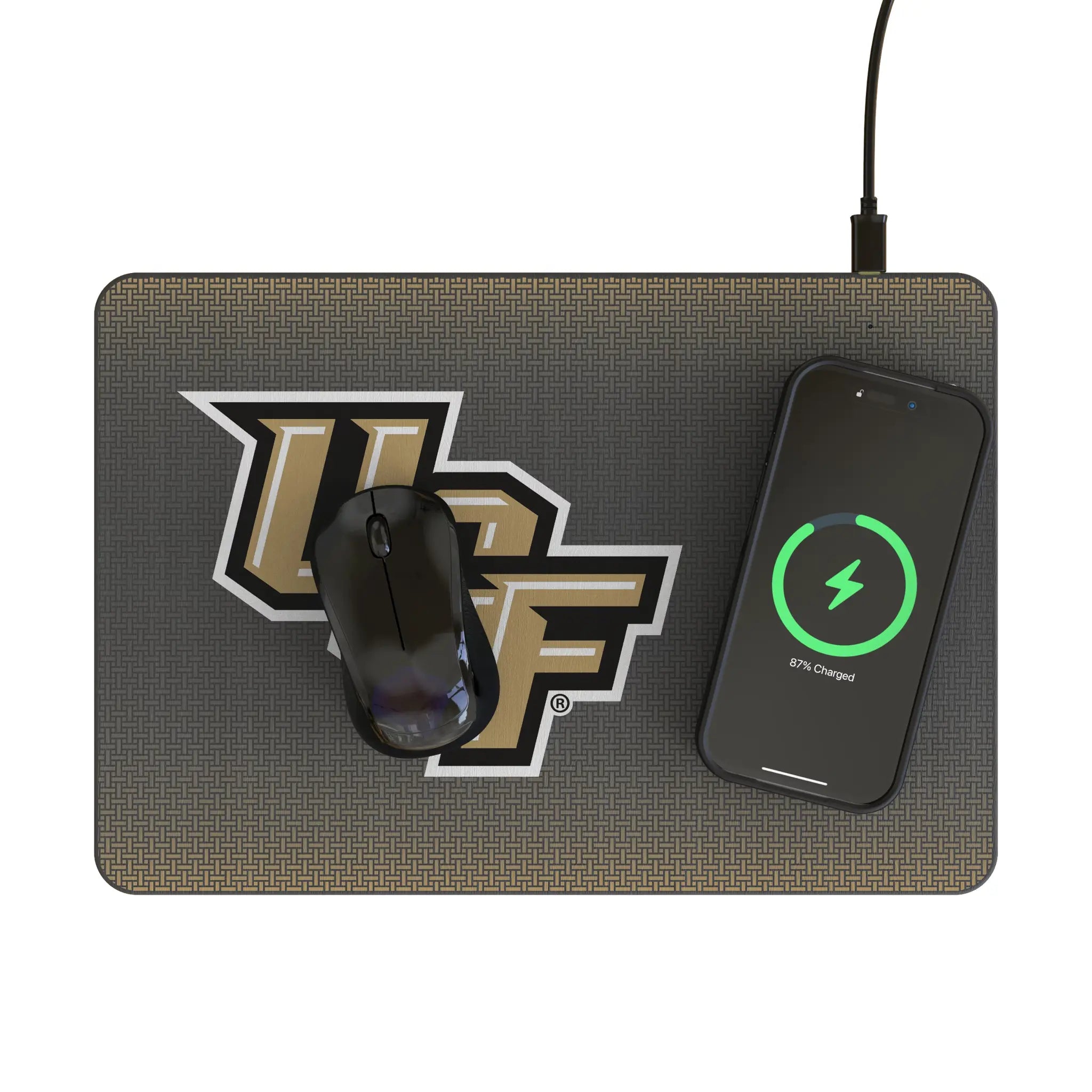 University of Central Florida Golden Knights Linen 15-Watt Wireless Charger and Mouse Pad