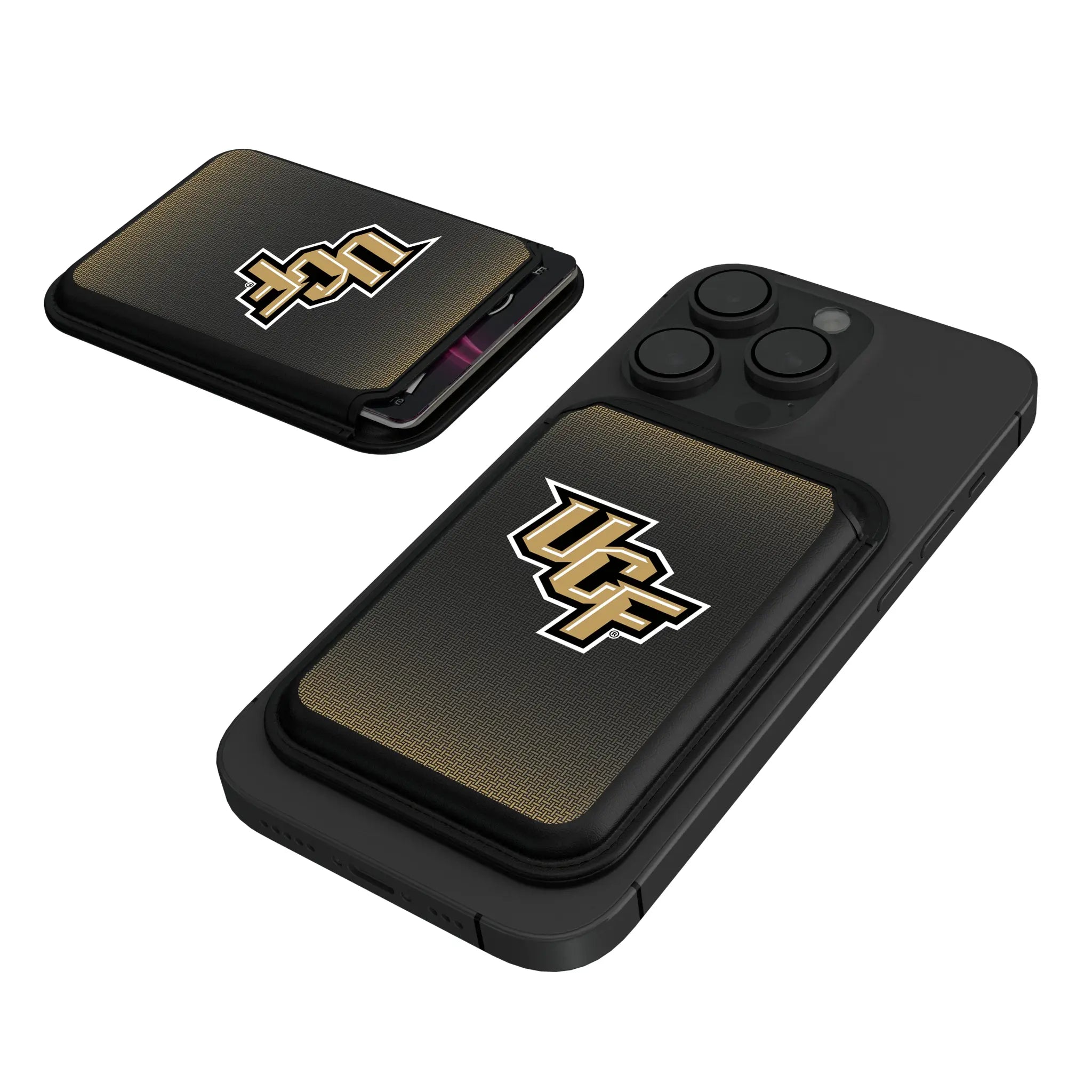 University of Central Florida Golden Knights Linen Black Magnetic Credit Card Wallet