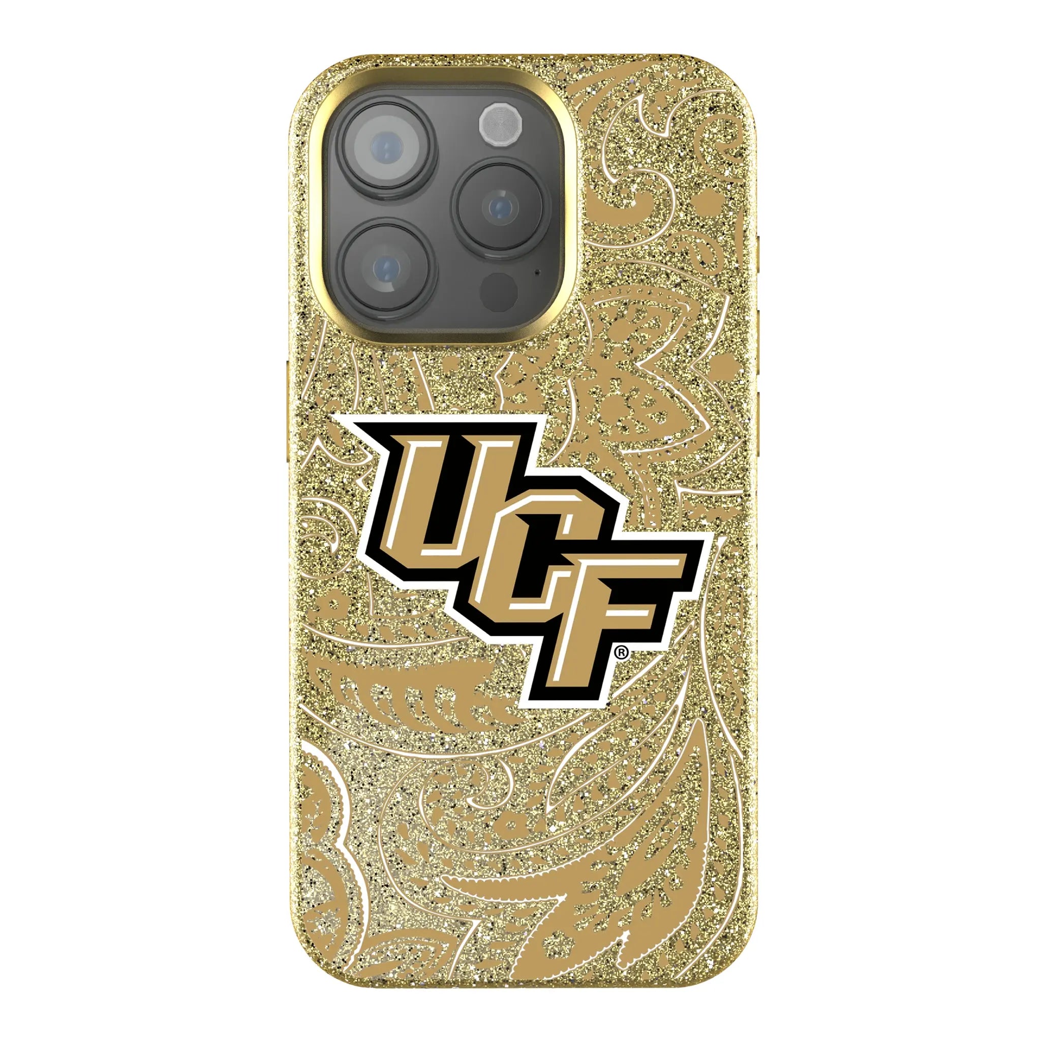 University of Central Florida Golden Knights Paisley Bling Phone Case