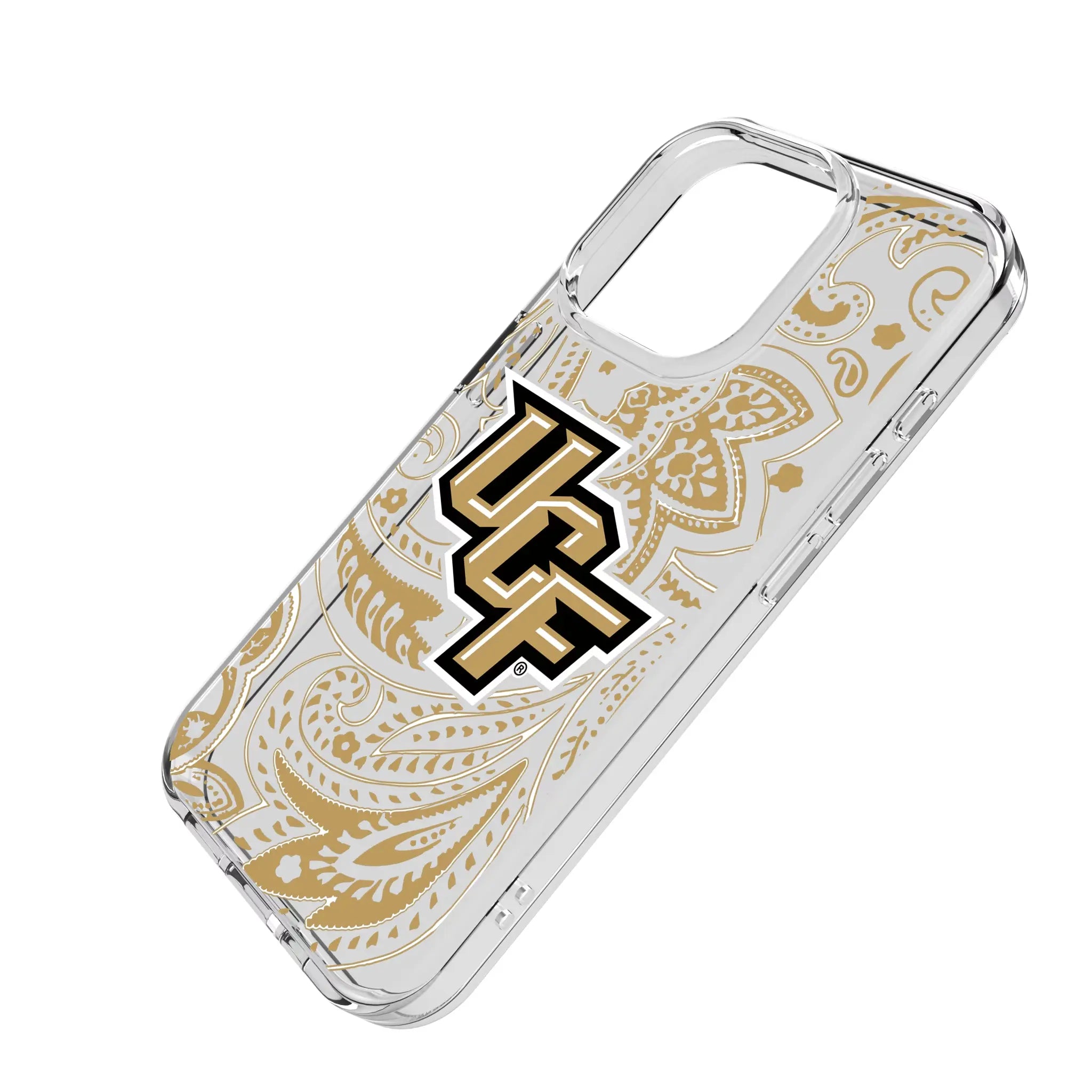 University of Central Florida Golden Knights Paisley Clear Phone Case for Apple iPhone