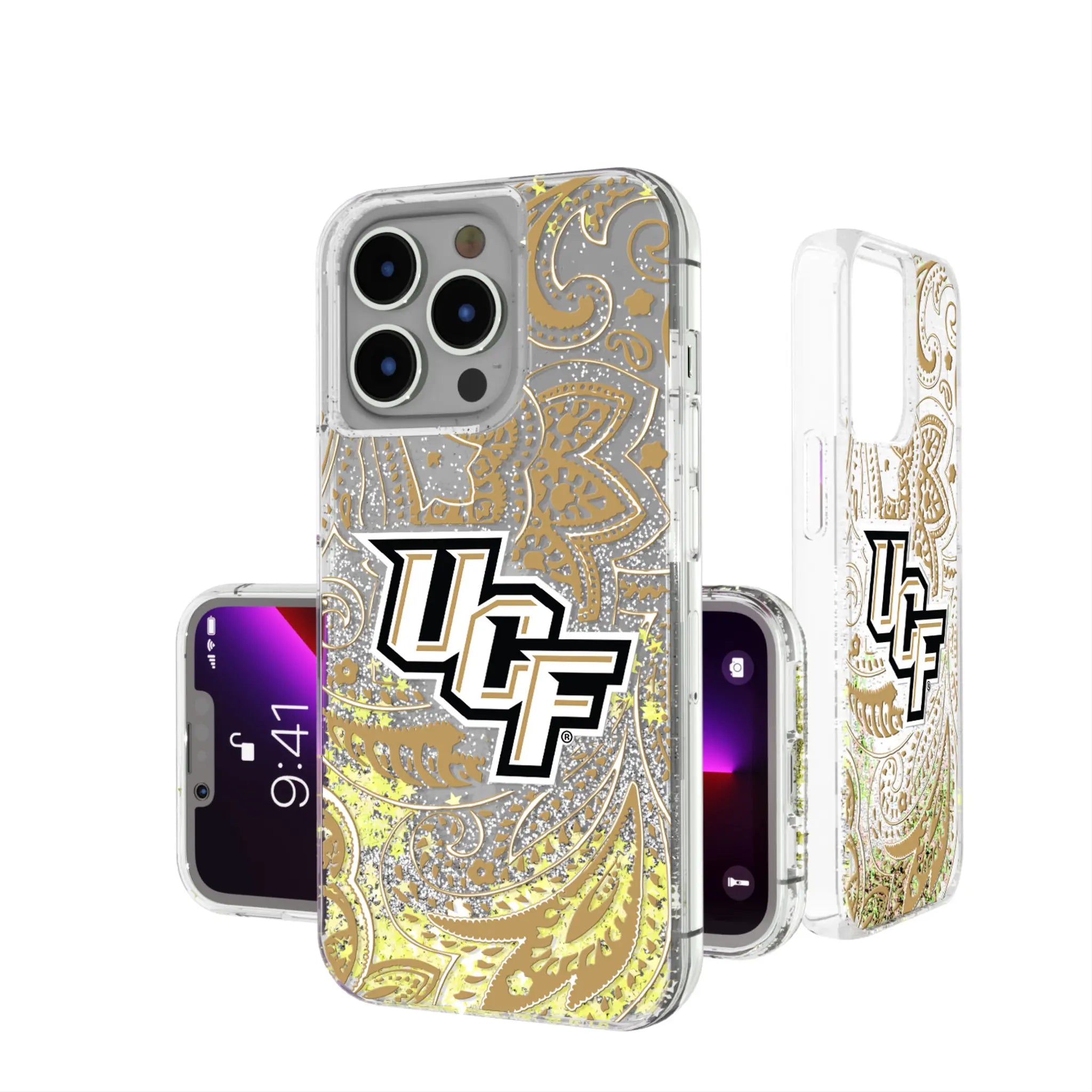 University of Central Florida Golden Knights Paisley Glitter Phone Case