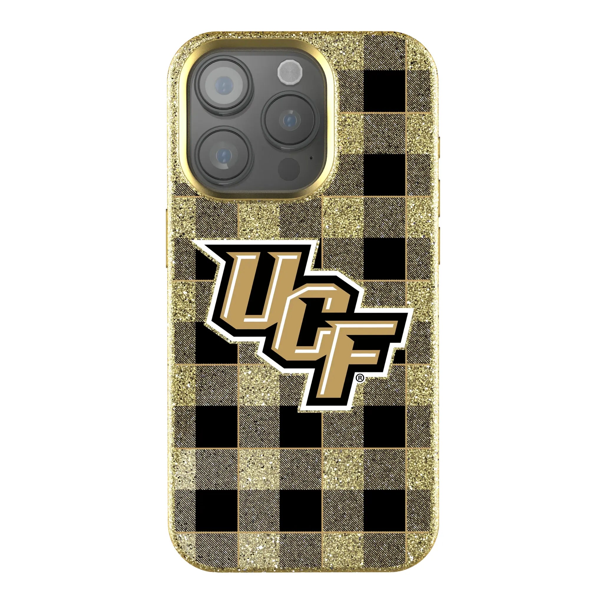University of Central Florida Golden Knights Plaid Bling Phone Case