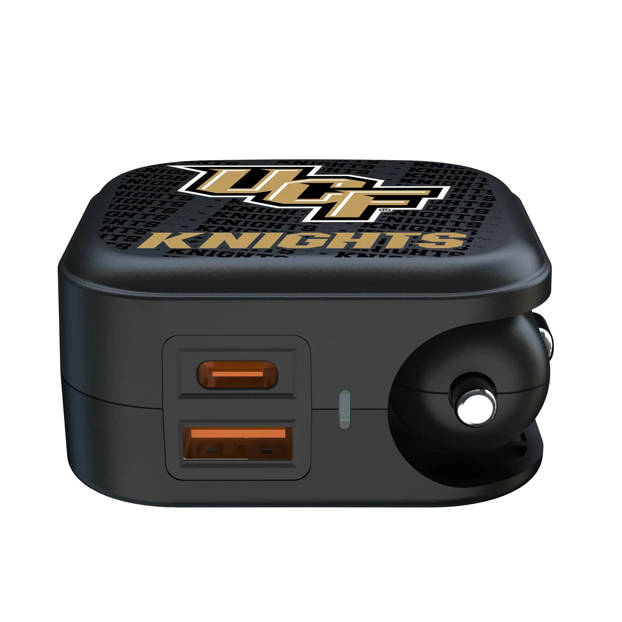 University of Central Florida Golden Knights Text Backdrop 2 in 1 USB A/C Charger