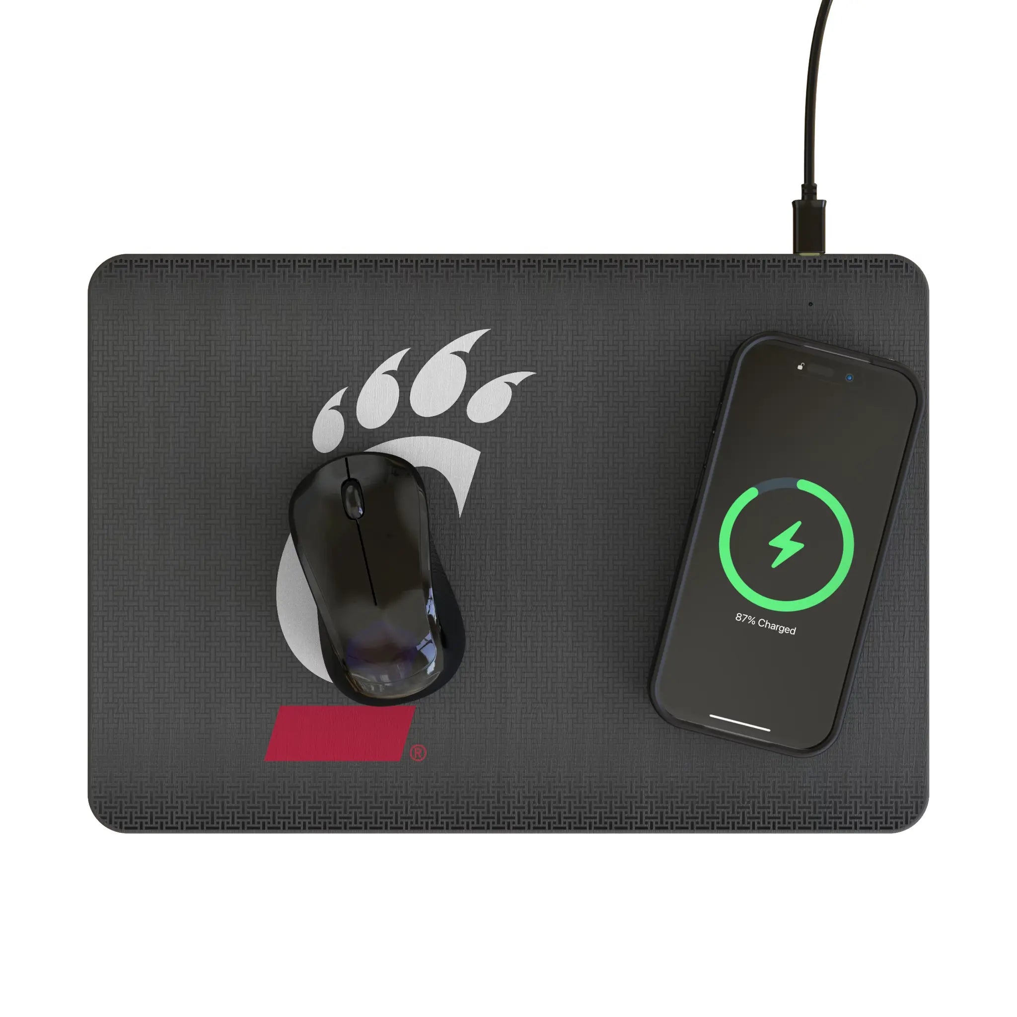University of Cincinnati Bearcats Linen 15-Watt Wireless Charger and Mouse Pad