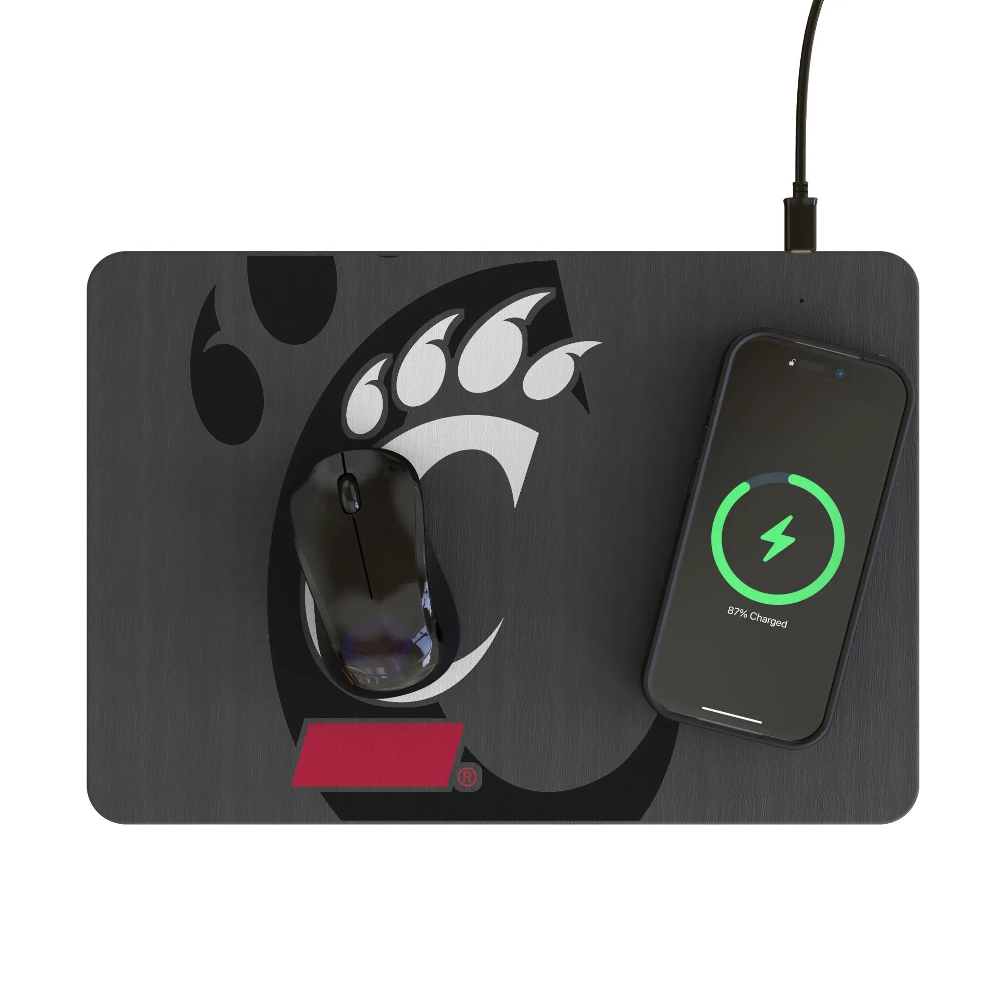 University of Cincinnati Bearcats Monocolor Tilt 15-Watt Wireless Charger and Mouse Pad