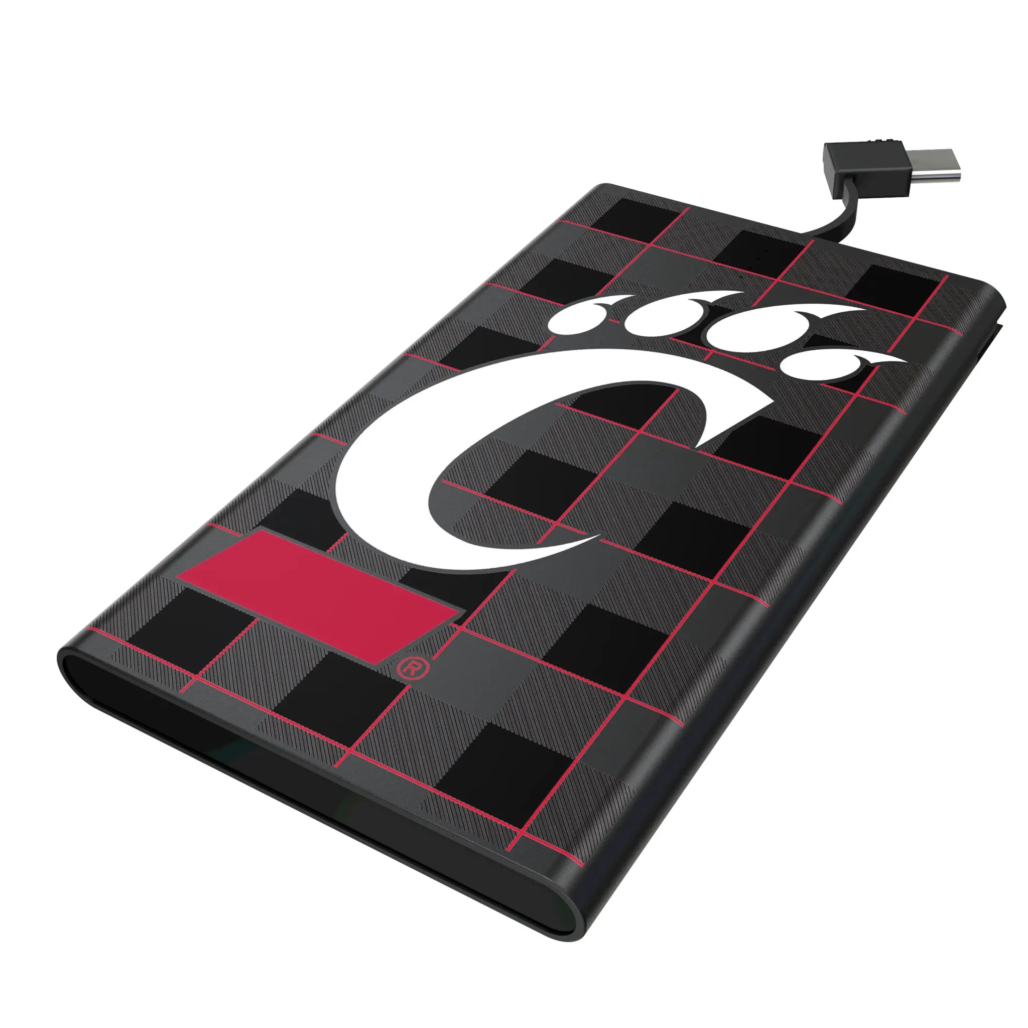 University of Cincinnati Bearcats Plaid 5000mAh Flat Powerbank