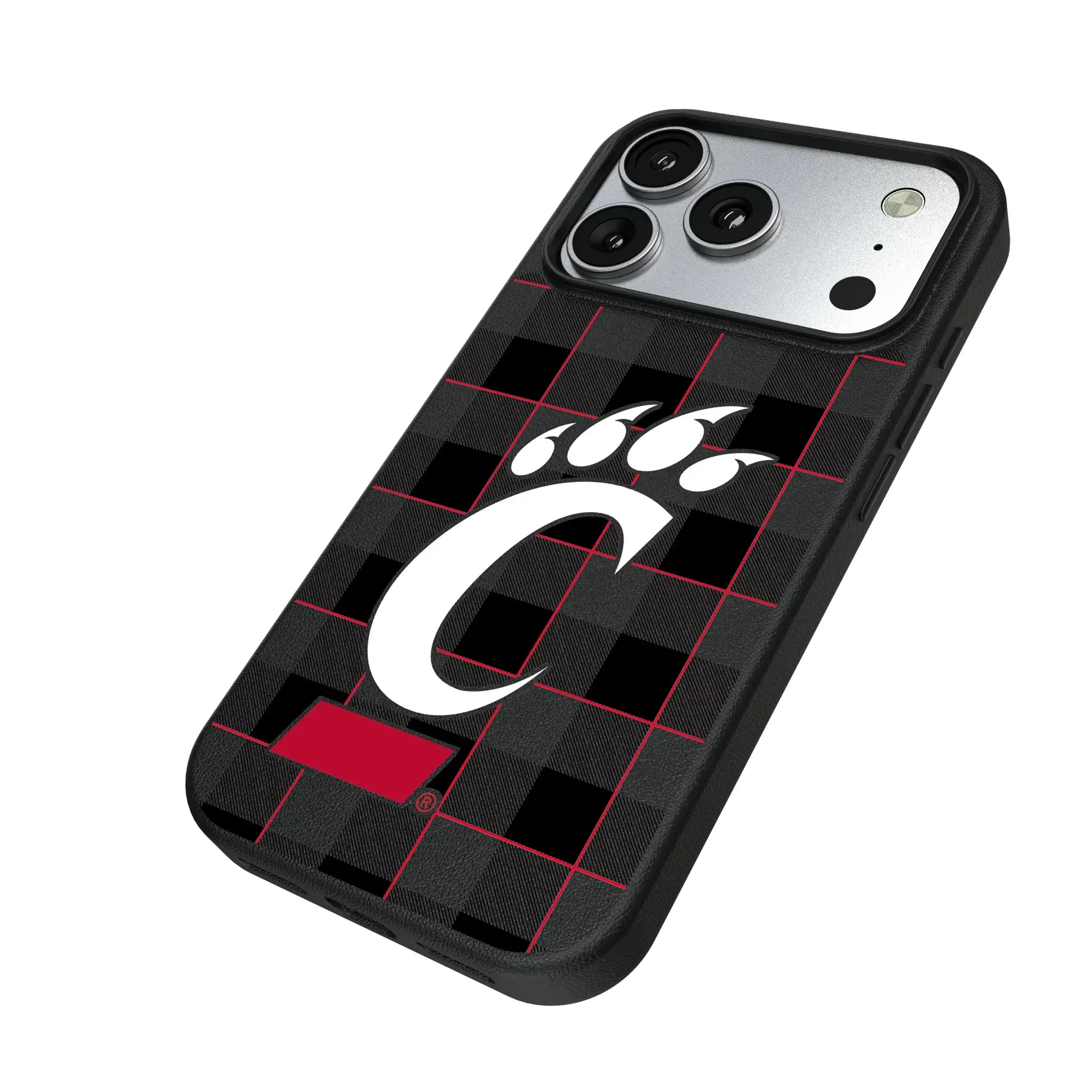 University of Cincinnati Bearcats Plaid MagSafe Compatible Phone Case for Apple iPhone