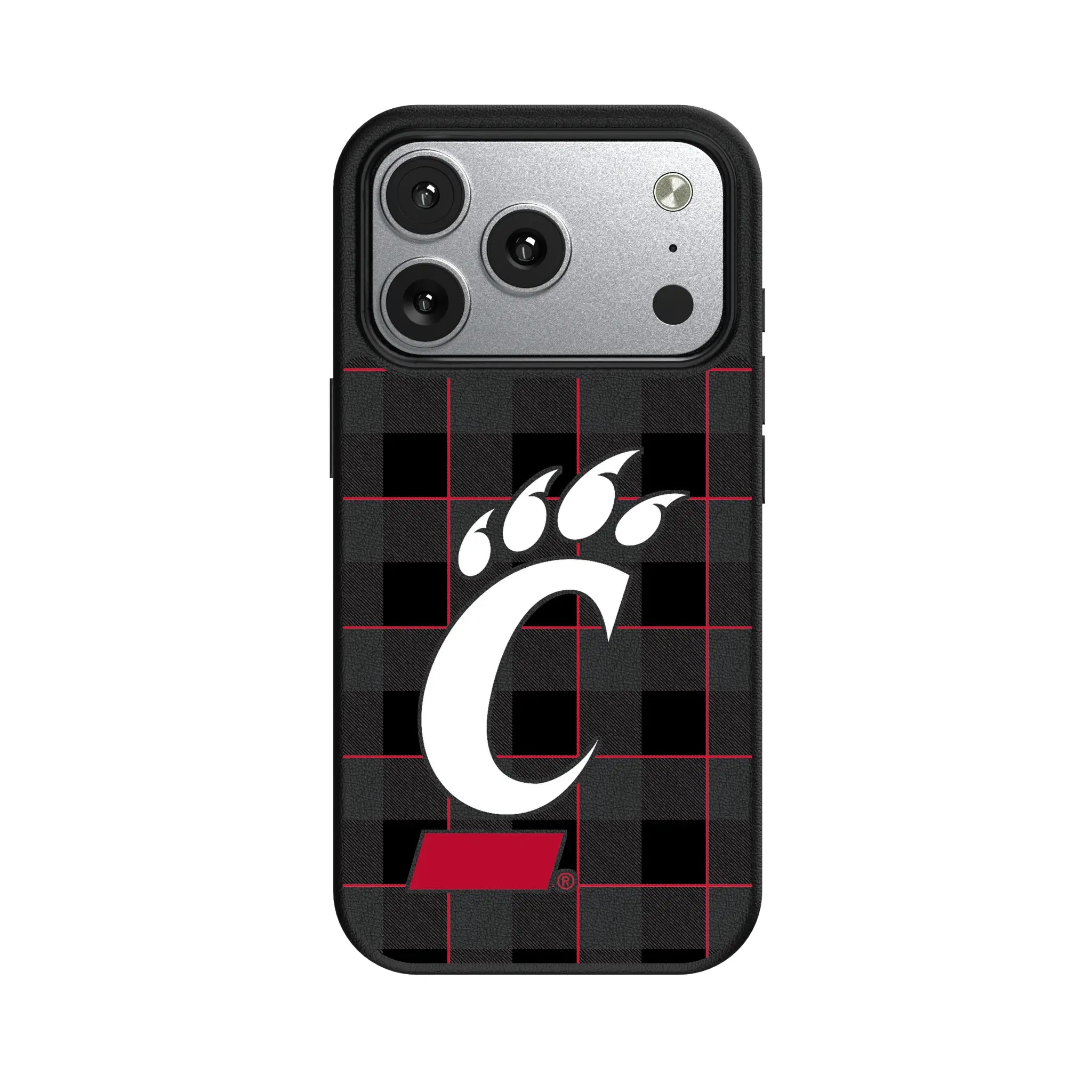 University of Cincinnati Bearcats Plaid MagSafe Compatible Phone Case for Apple iPhone