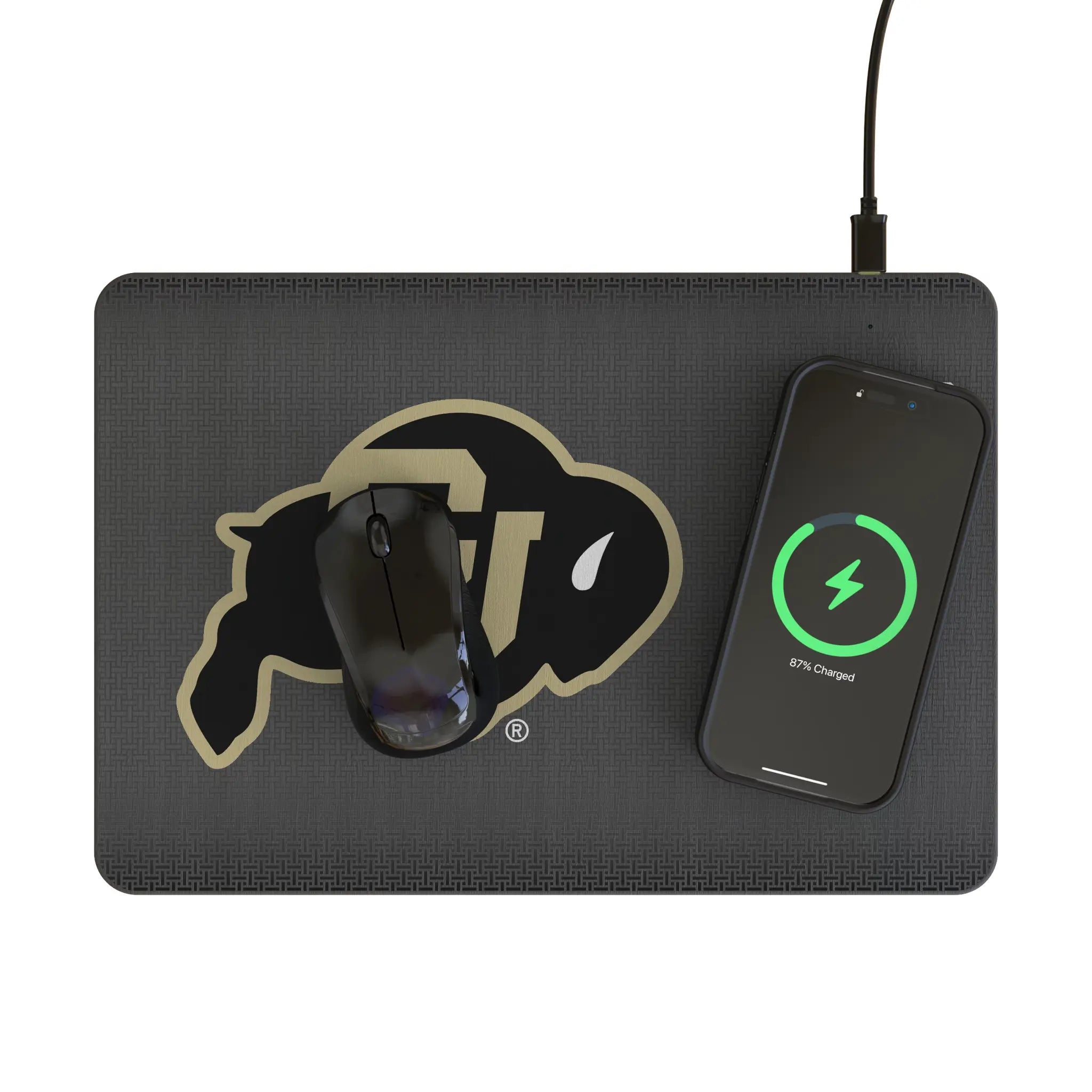 University of Colorado Buffaloes Linen 15-Watt Wireless Charger and Mouse Pad
