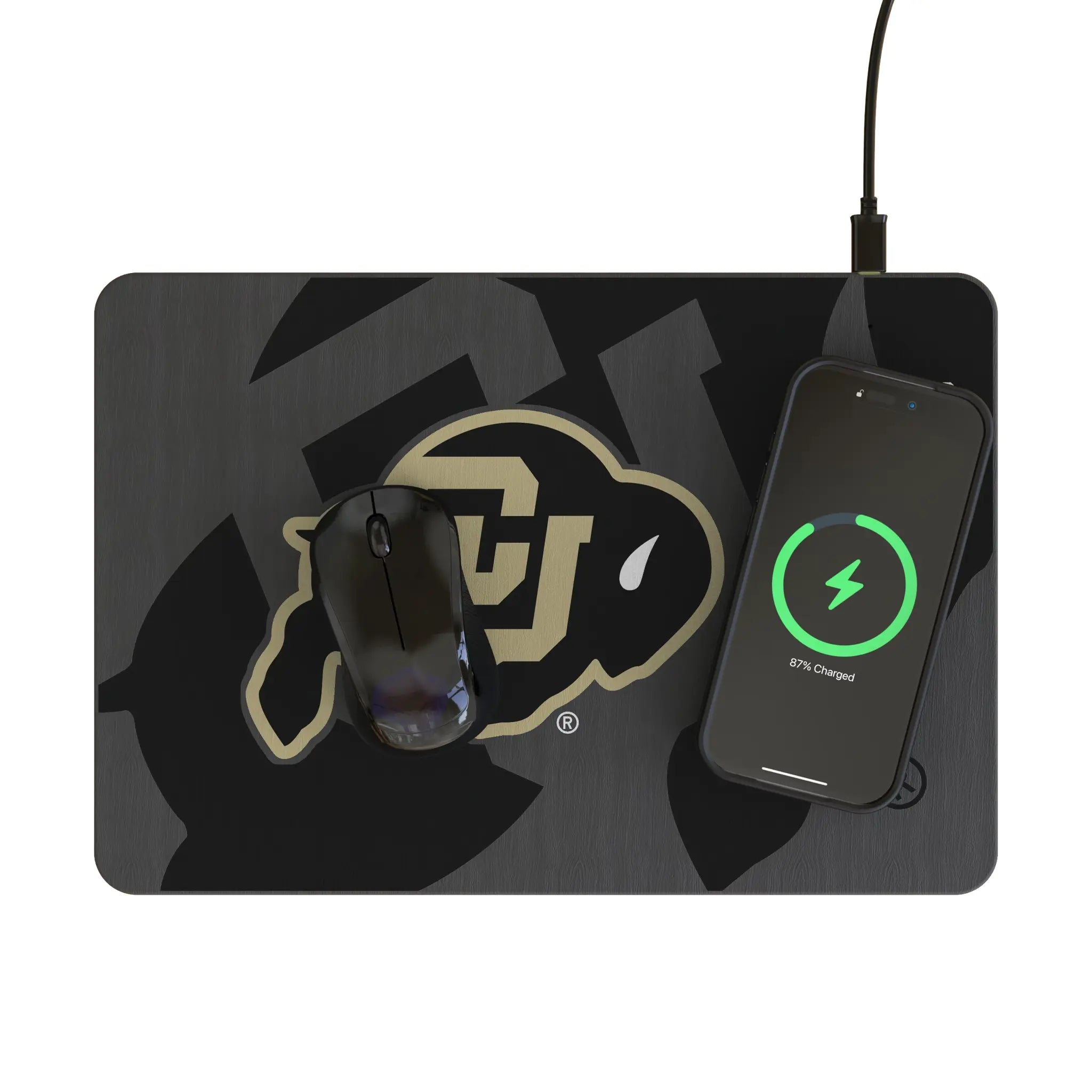 University of Colorado Buffaloes Monocolor Tilt 15-Watt Wireless Charger and Mouse Pad