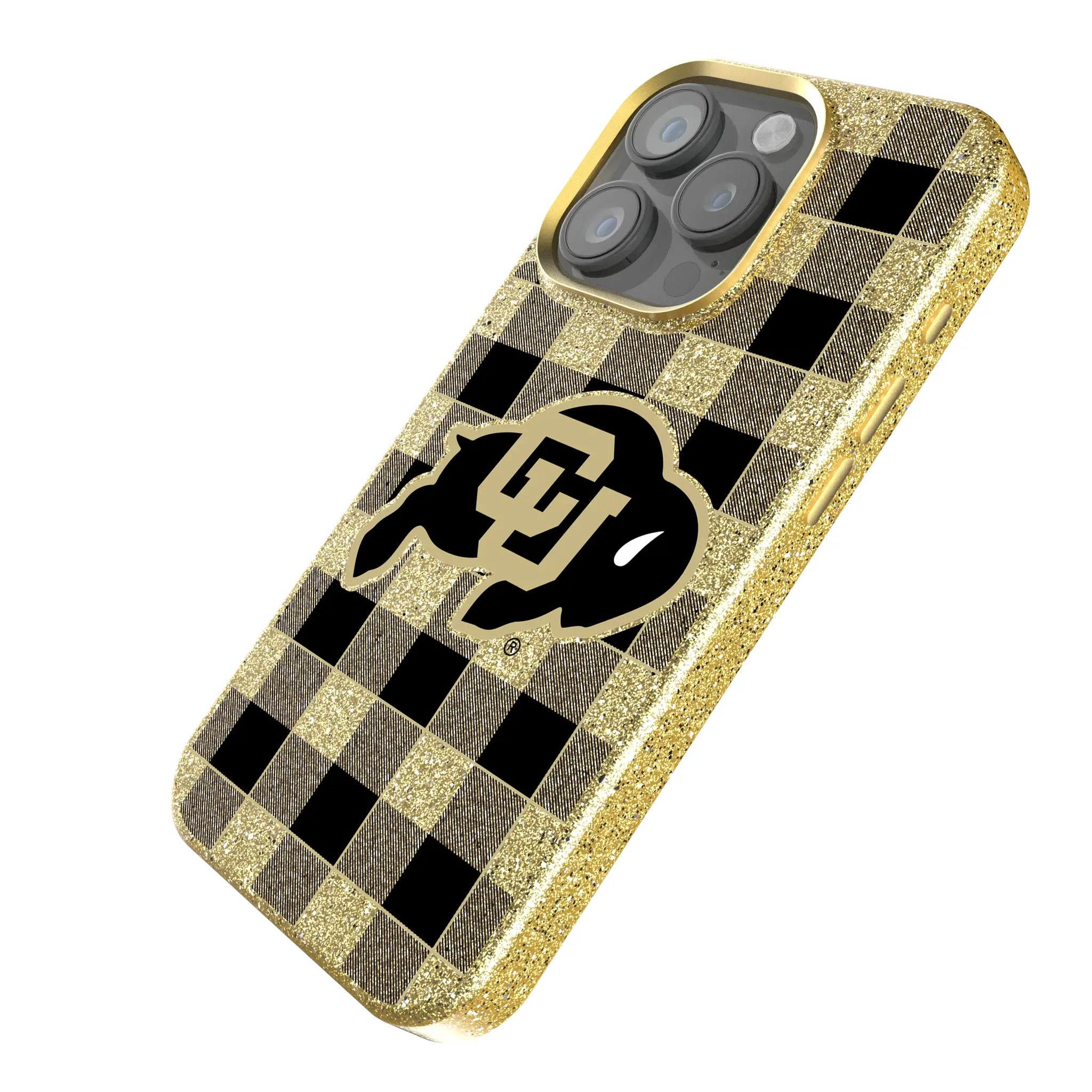 University of Colorado Buffaloes Plaid Bling Phone Case