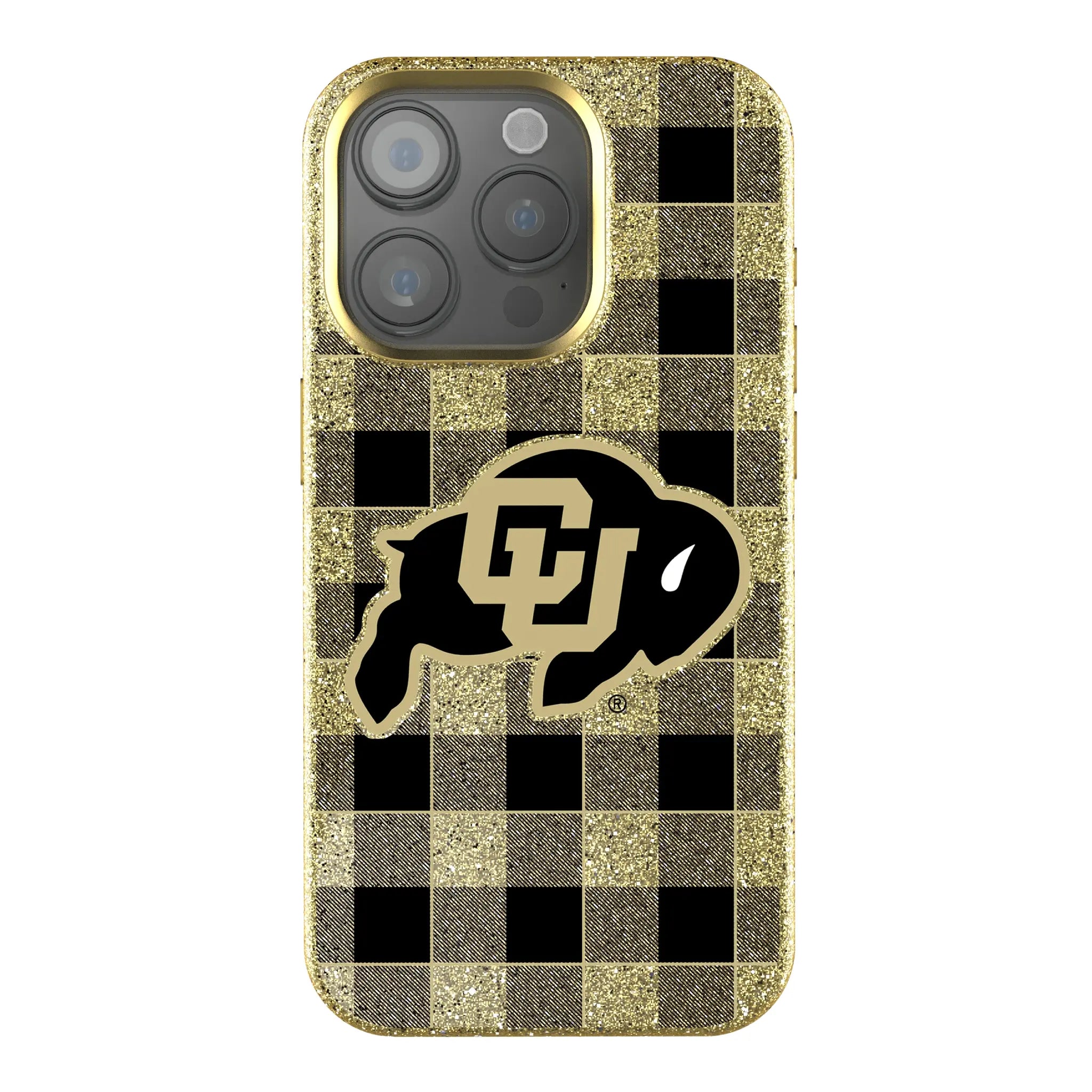 University of Colorado Buffaloes Plaid Bling Phone Case