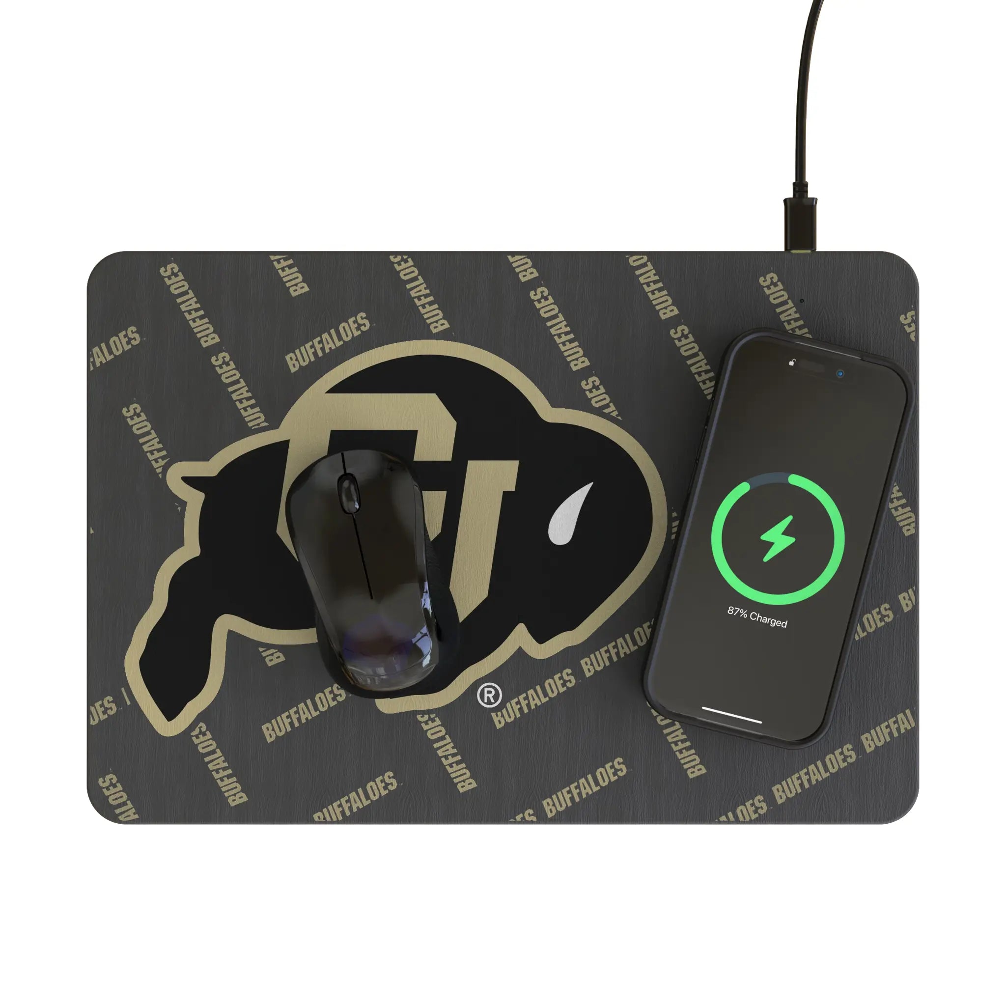 University of Colorado Buffaloes Quadtile 15-Watt Wireless Charger and Mouse Pad